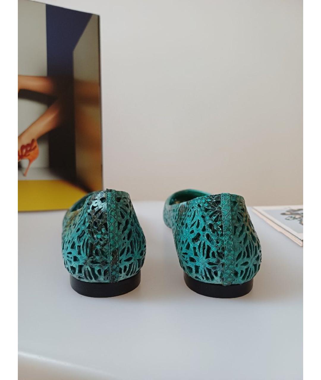 EMILIO PUCCI Бирюзовые кожаные балетки, фото 7