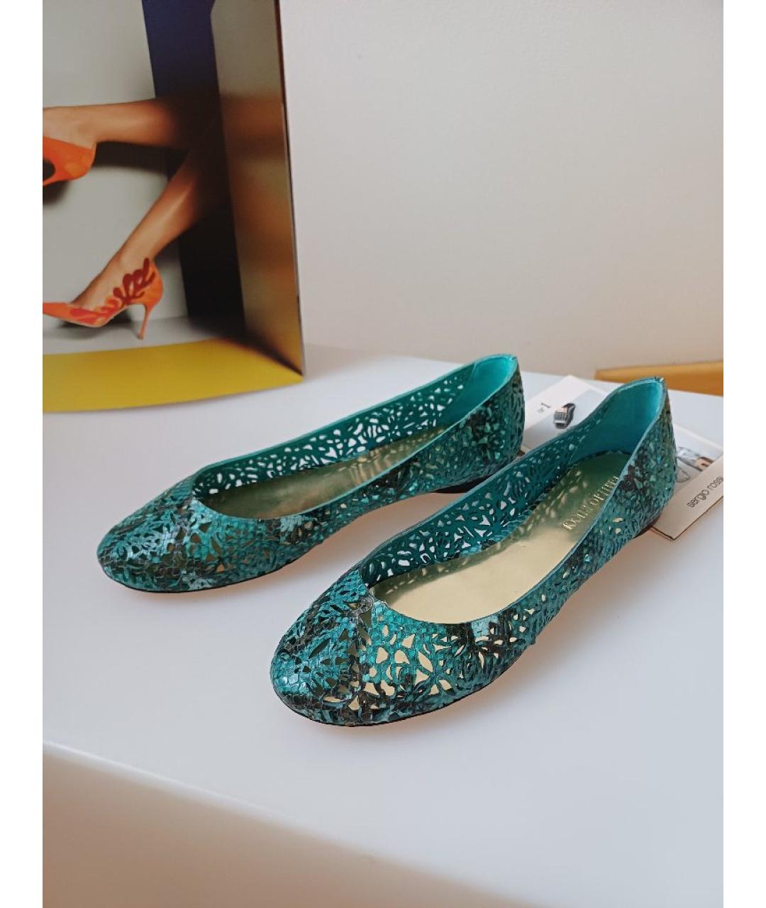 EMILIO PUCCI Бирюзовые кожаные балетки, фото 3