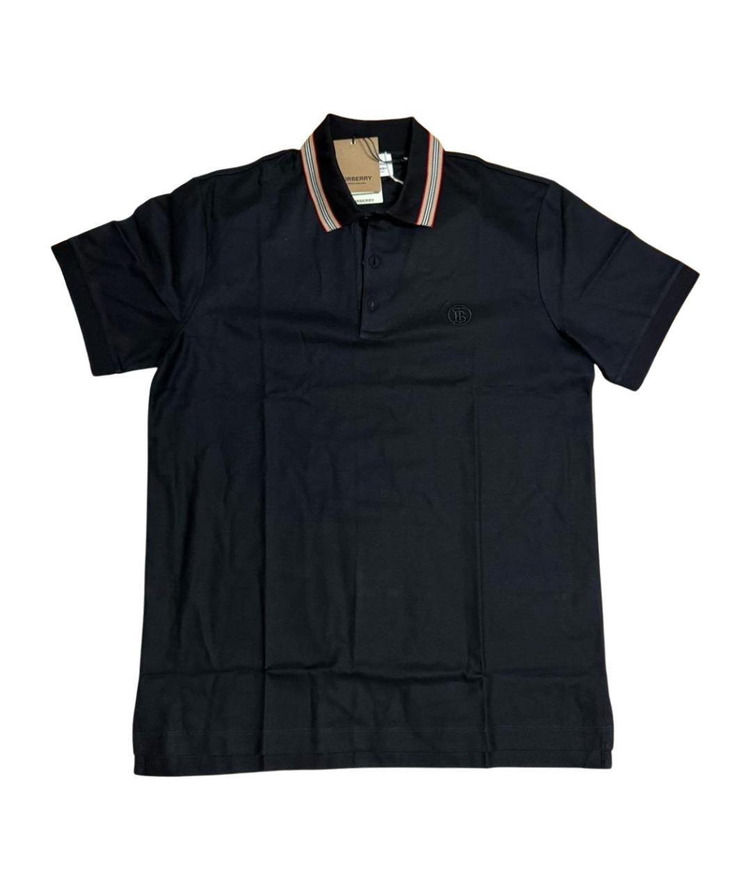 BURBERRY Черное хлопковое поло с коротким рукавом, фото 1