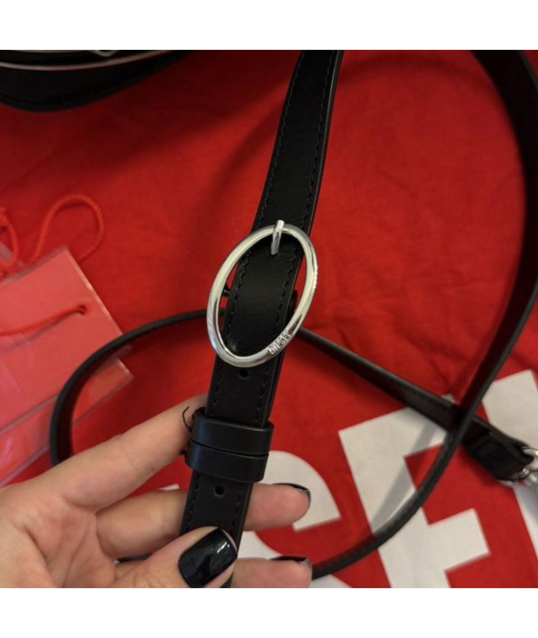 DIESEL Черная кожаная сумка с короткими ручками, фото 6