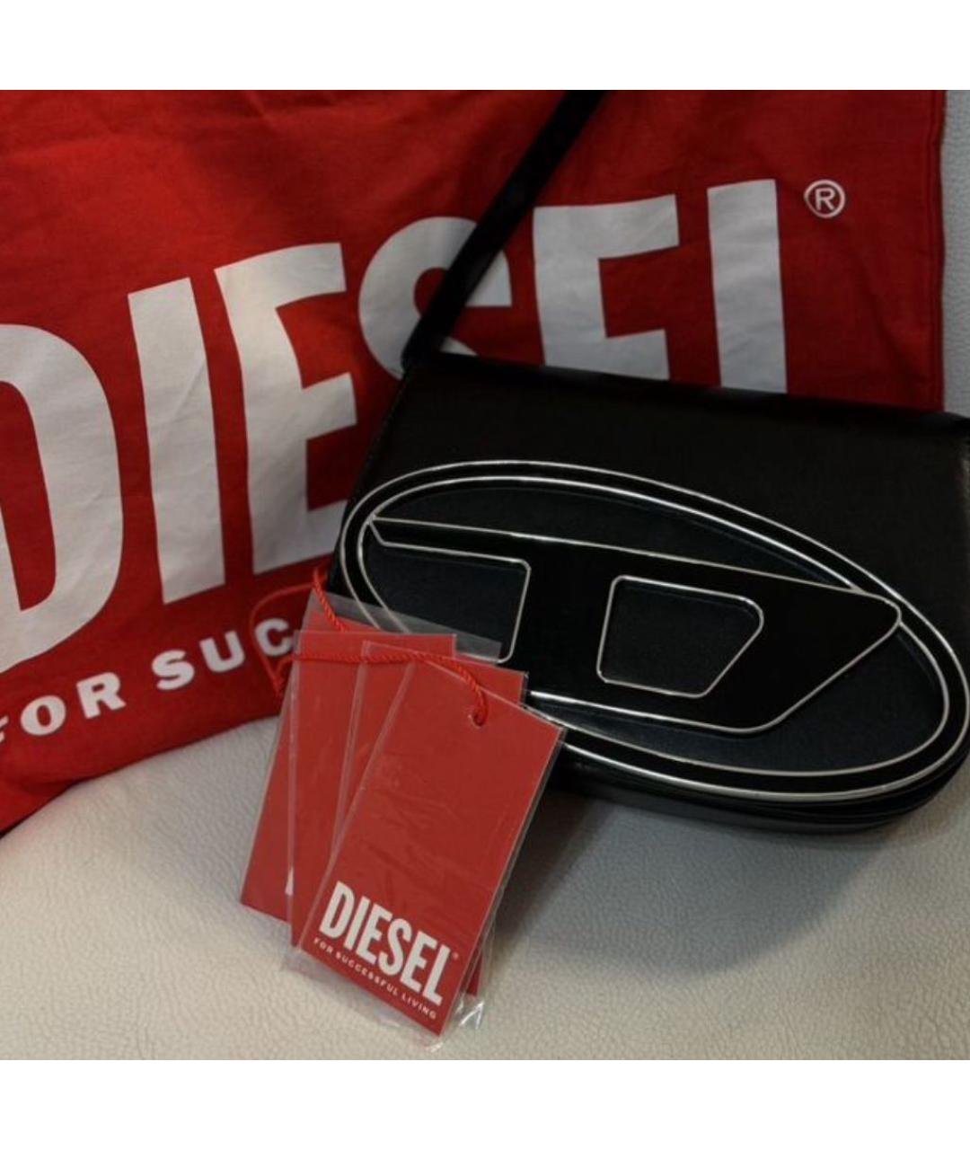 DIESEL Черная кожаная сумка с короткими ручками, фото 5