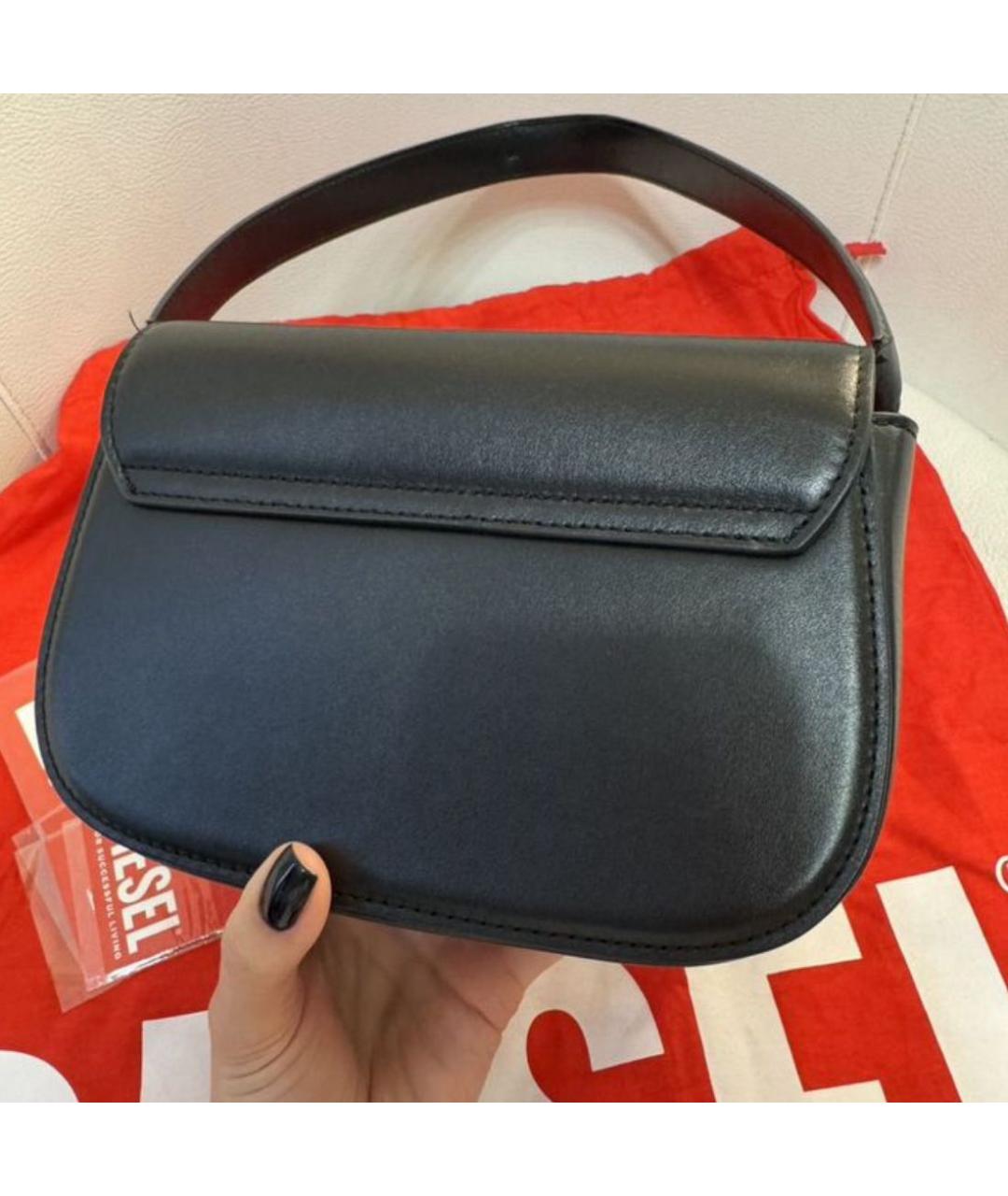 DIESEL Черная кожаная сумка с короткими ручками, фото 3