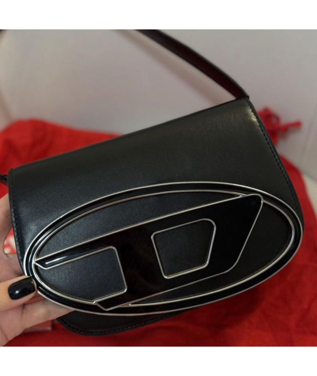 DIESEL Черная кожаная сумка с короткими ручками, фото 2
