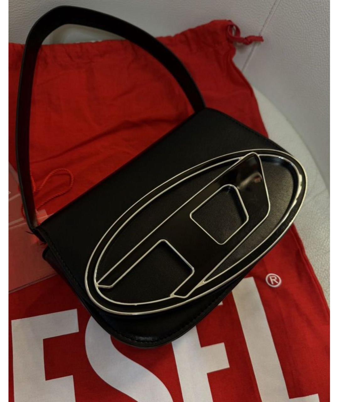 DIESEL Черная кожаная сумка с короткими ручками, фото 7