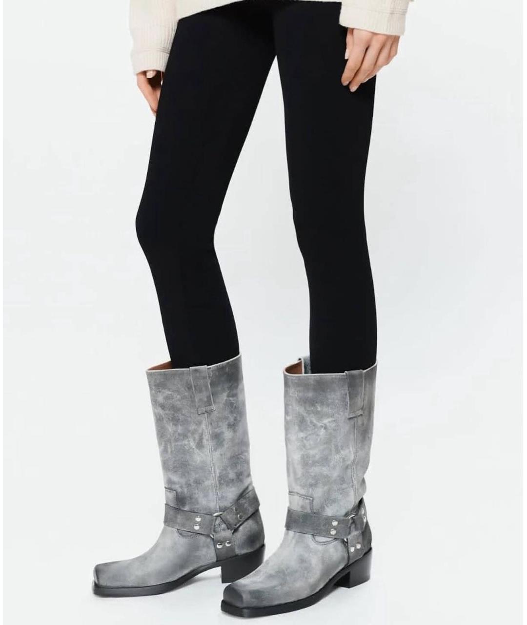 PARIS TEXAS Антрацитовые кожаные сапоги, фото 8