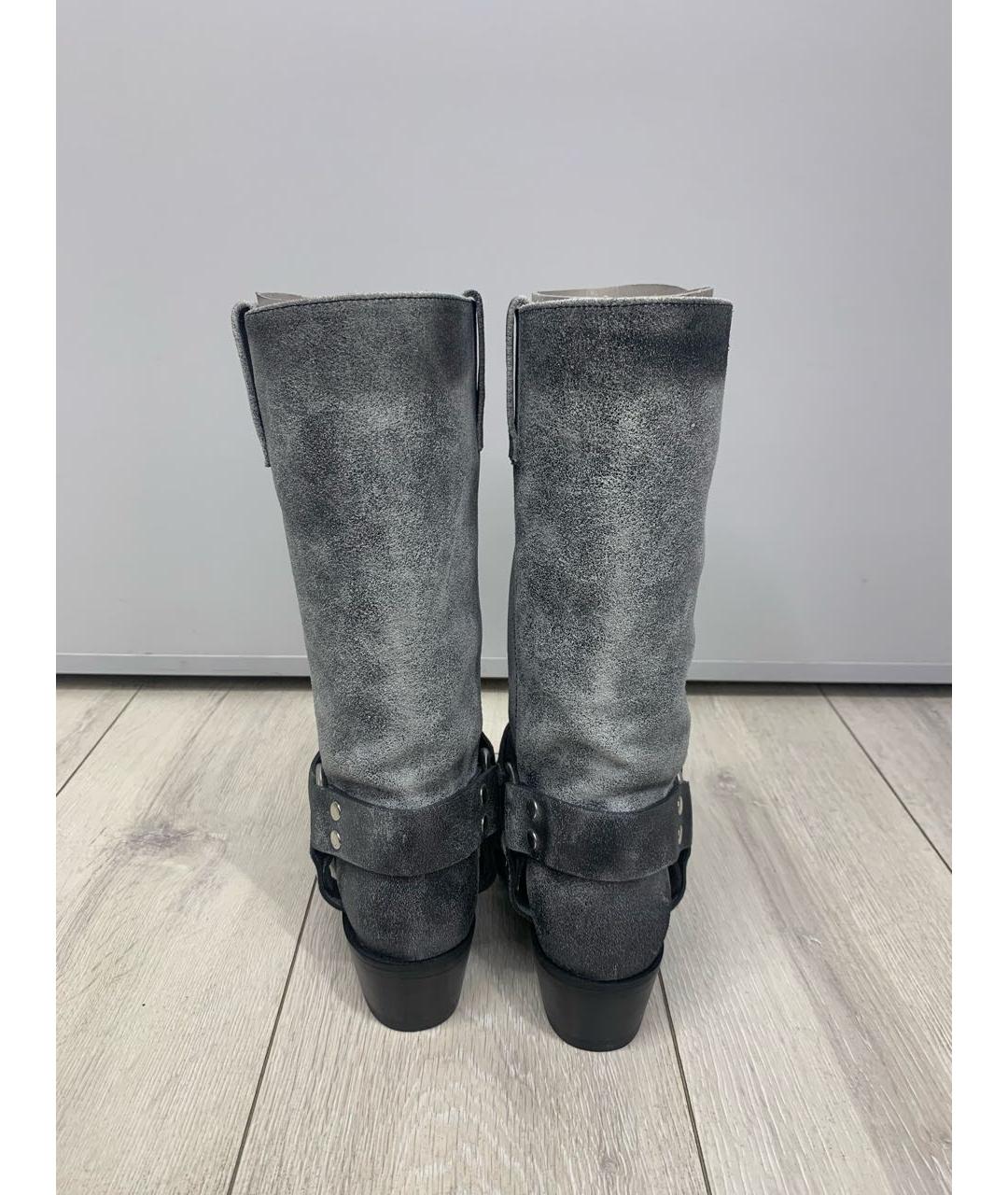 PARIS TEXAS Антрацитовые кожаные сапоги, фото 3