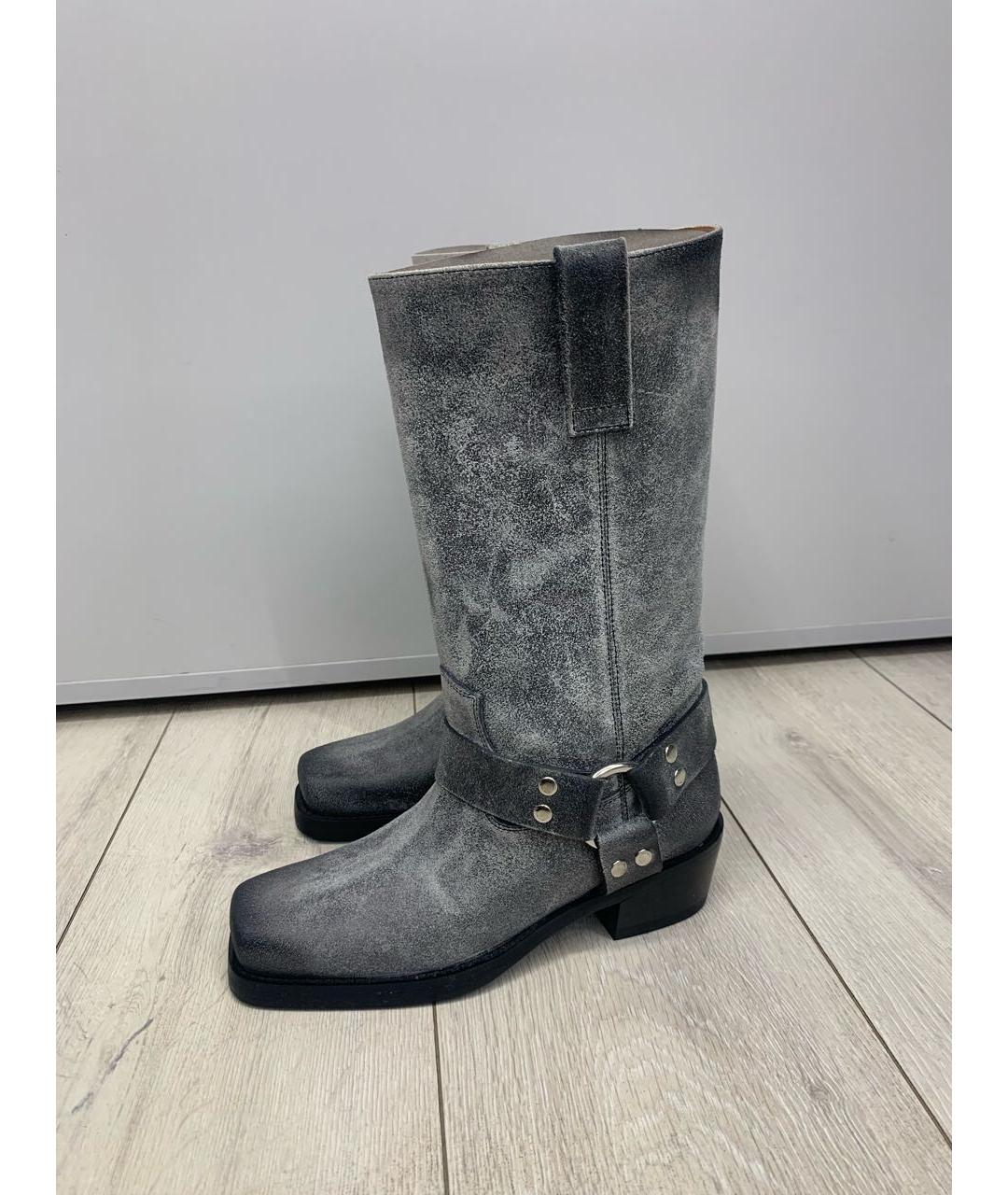 PARIS TEXAS Антрацитовые кожаные сапоги, фото 7