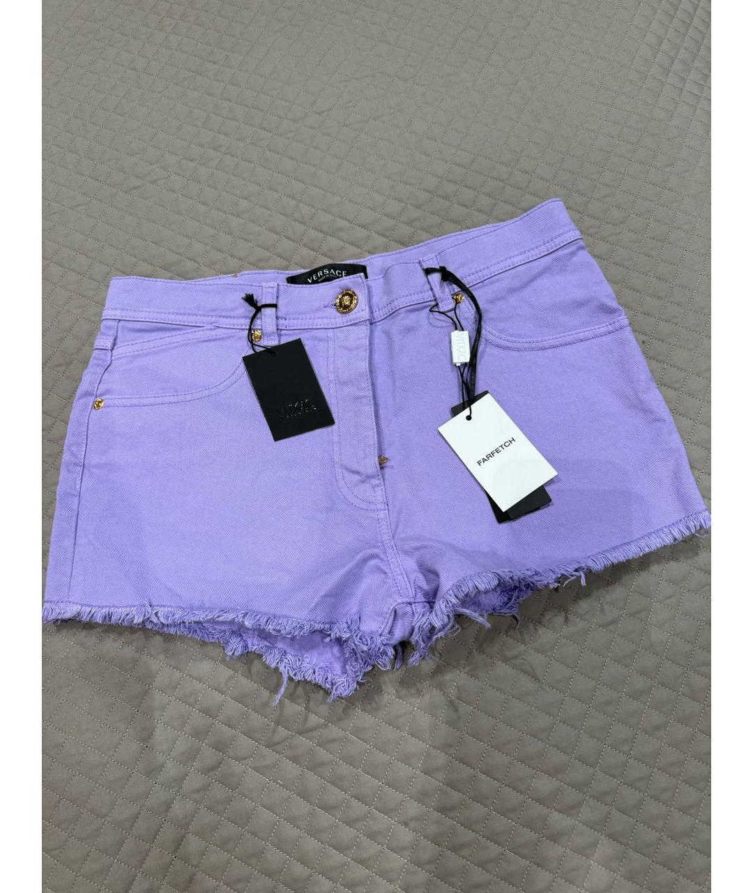 VERSACE Фиолетовые деним шорты, фото 4