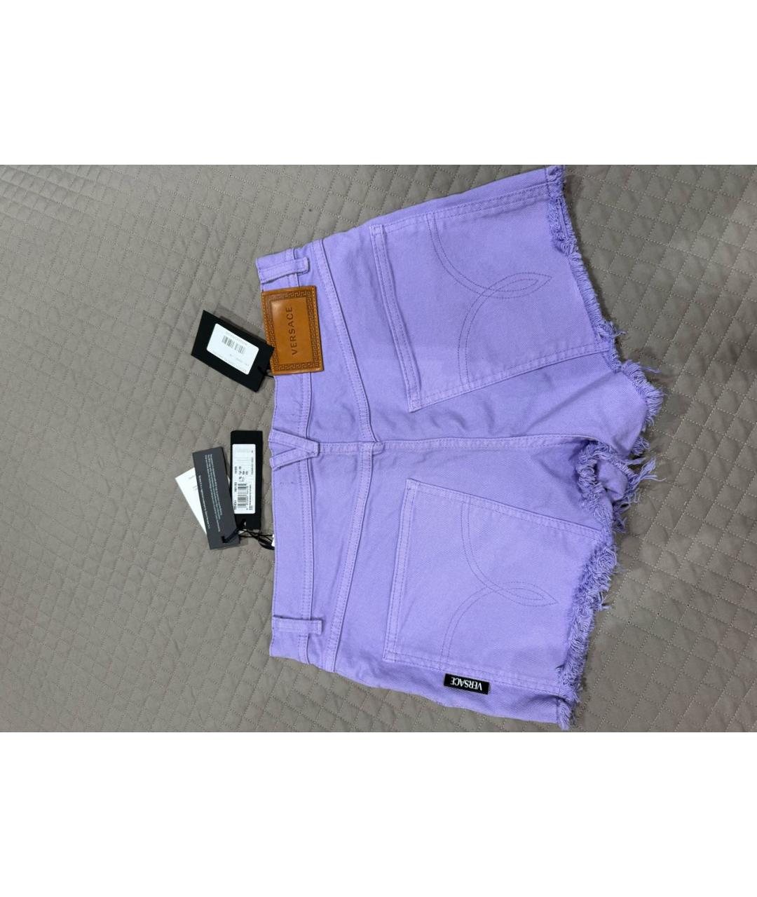 VERSACE Фиолетовые деним шорты, фото 2