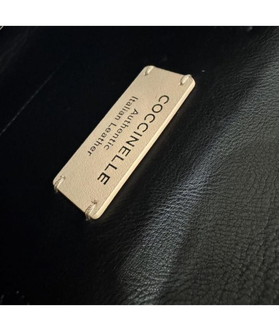 COCCINELLE Антрацитовая кожаная сумка с короткими ручками, фото 4