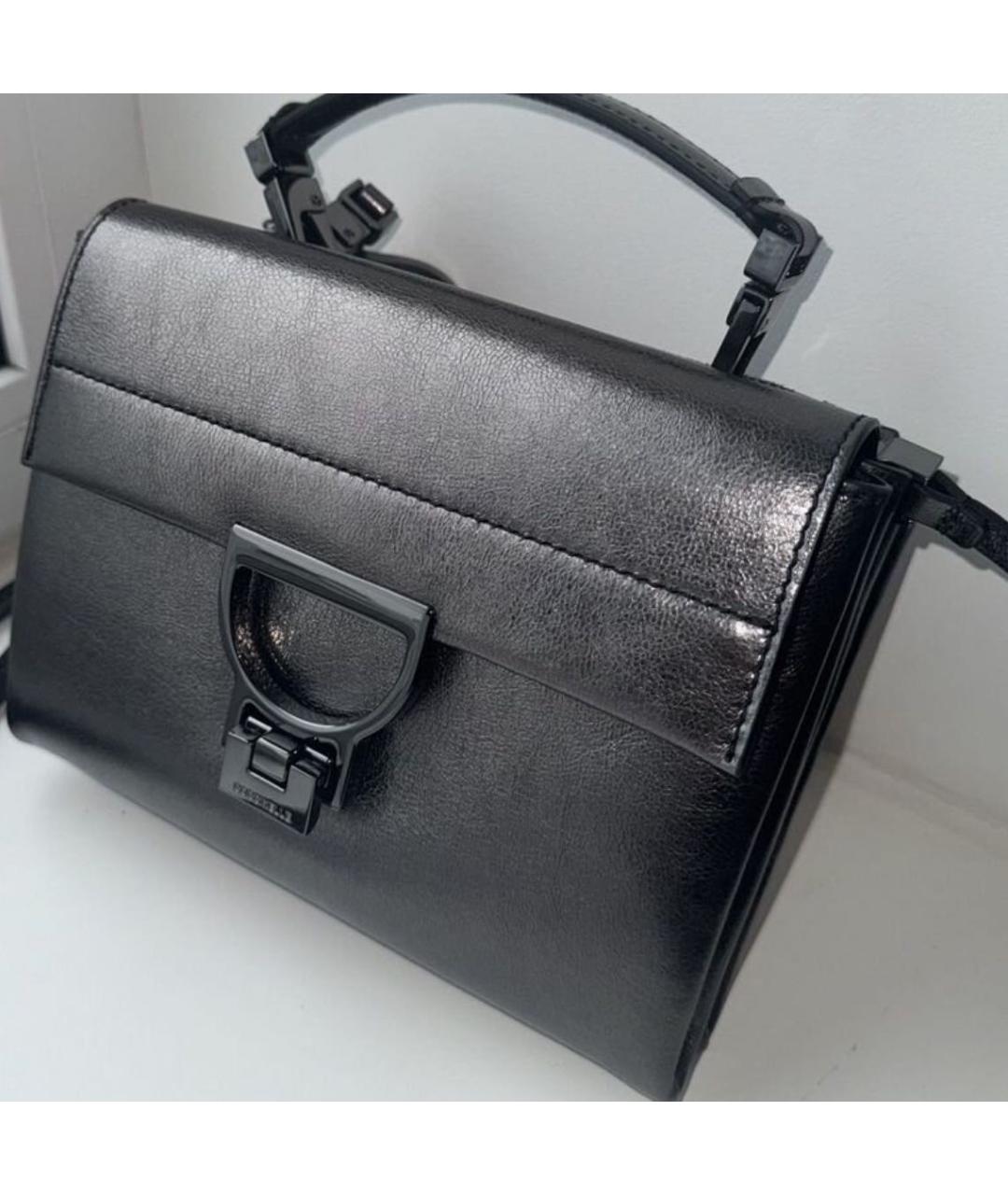 COCCINELLE Антрацитовая кожаная сумка с короткими ручками, фото 3