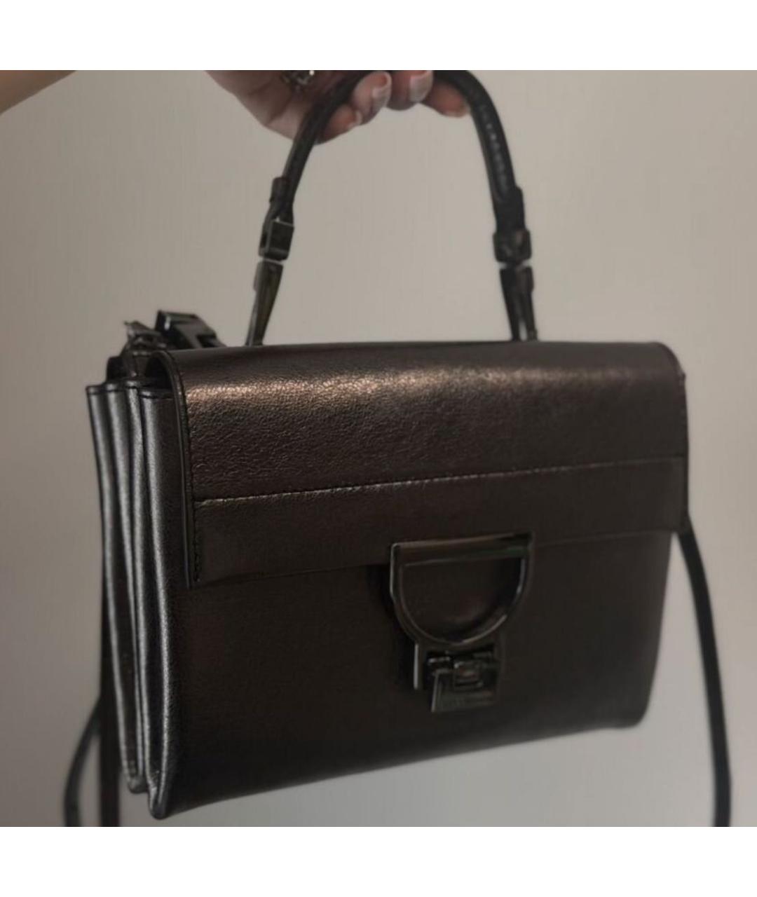 COCCINELLE Антрацитовая кожаная сумка с короткими ручками, фото 8