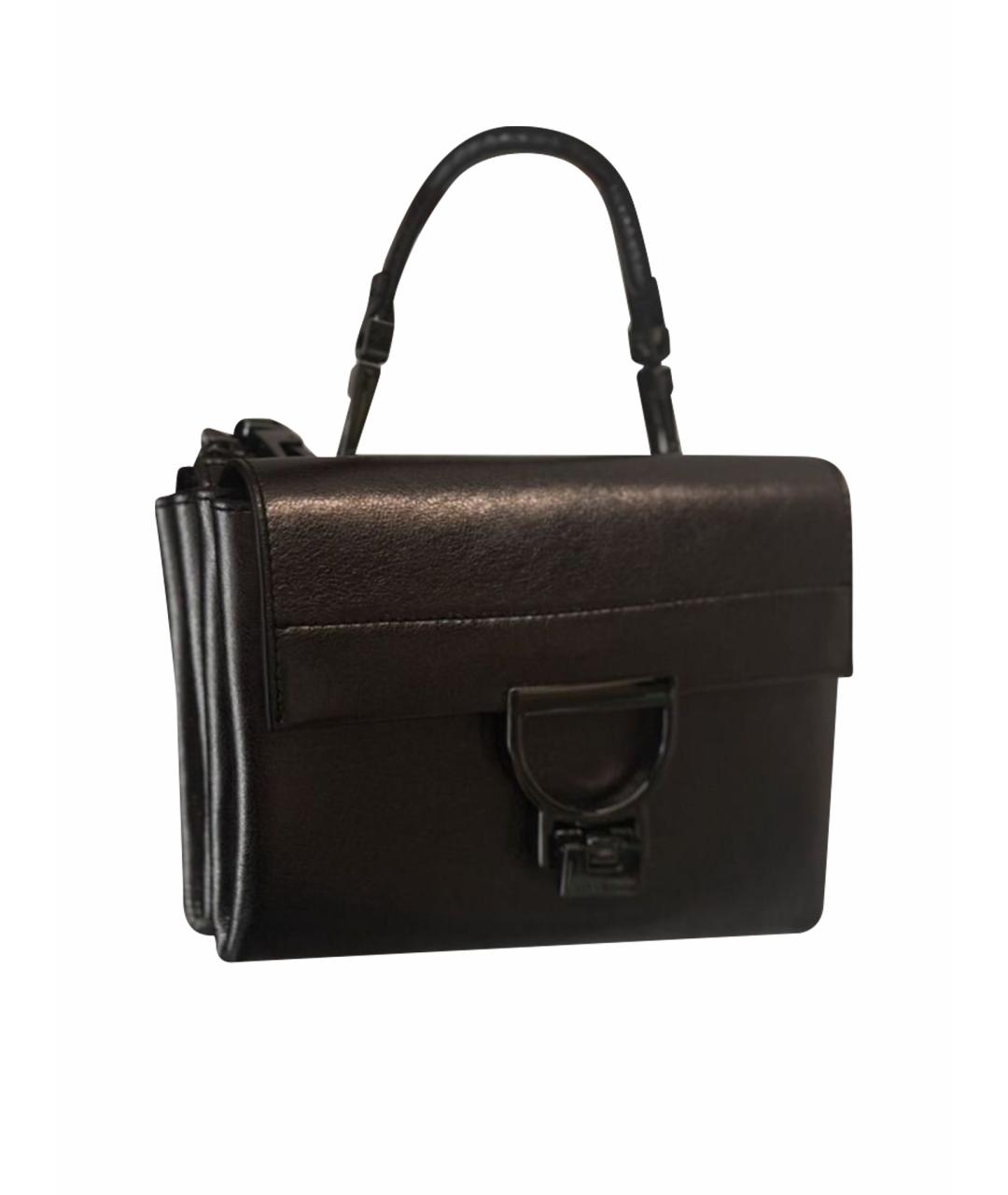 COCCINELLE Антрацитовая кожаная сумка с короткими ручками, фото 1