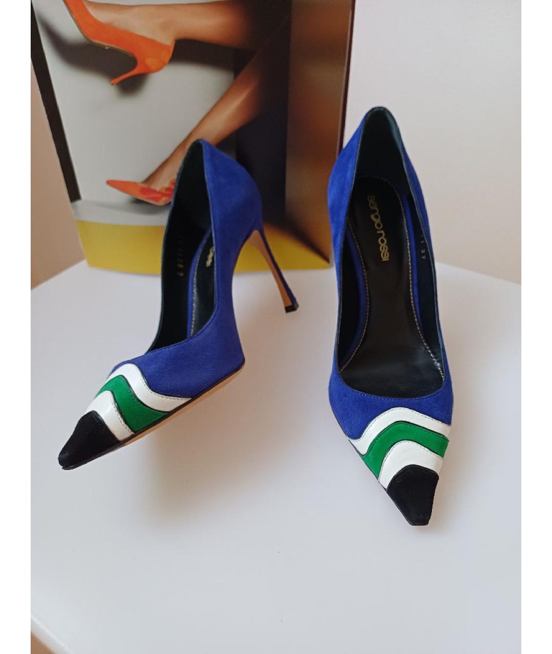 SERGIO ROSSI Синие замшевые туфли, фото 5