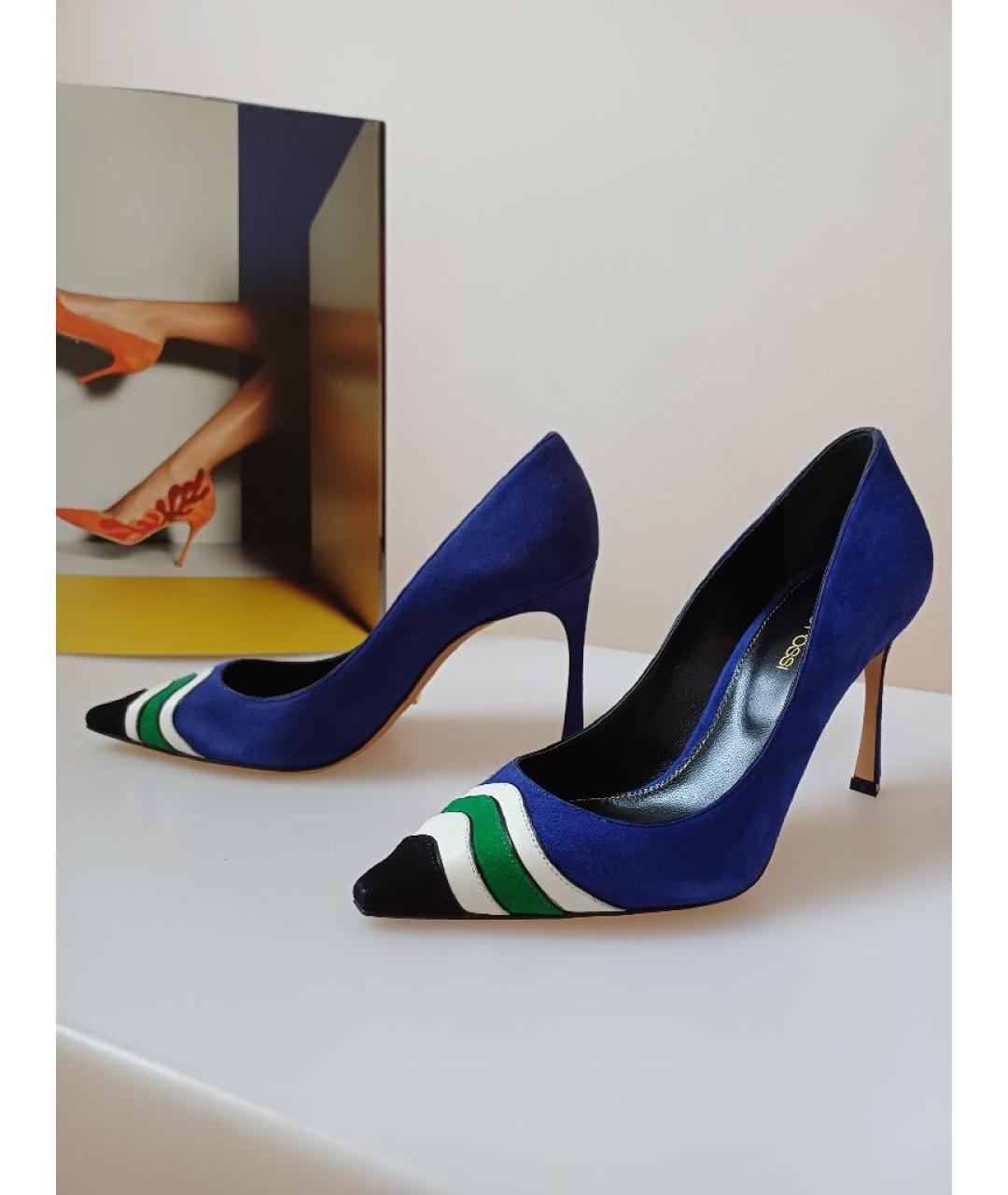 SERGIO ROSSI Синие замшевые туфли, фото 3