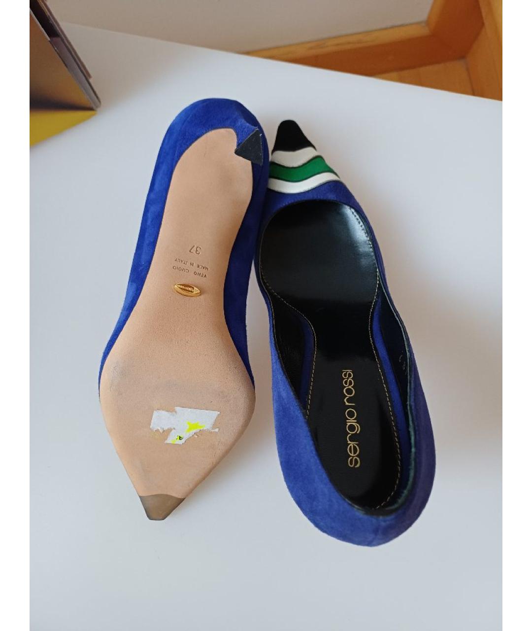 SERGIO ROSSI Синие замшевые туфли, фото 9
