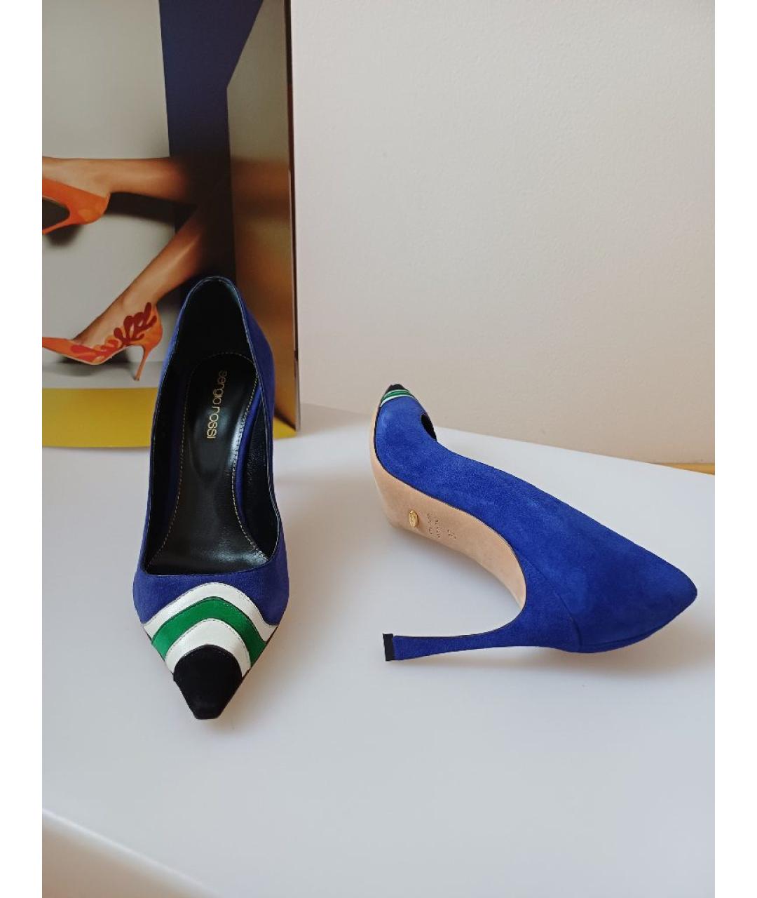 SERGIO ROSSI Синие замшевые туфли, фото 4