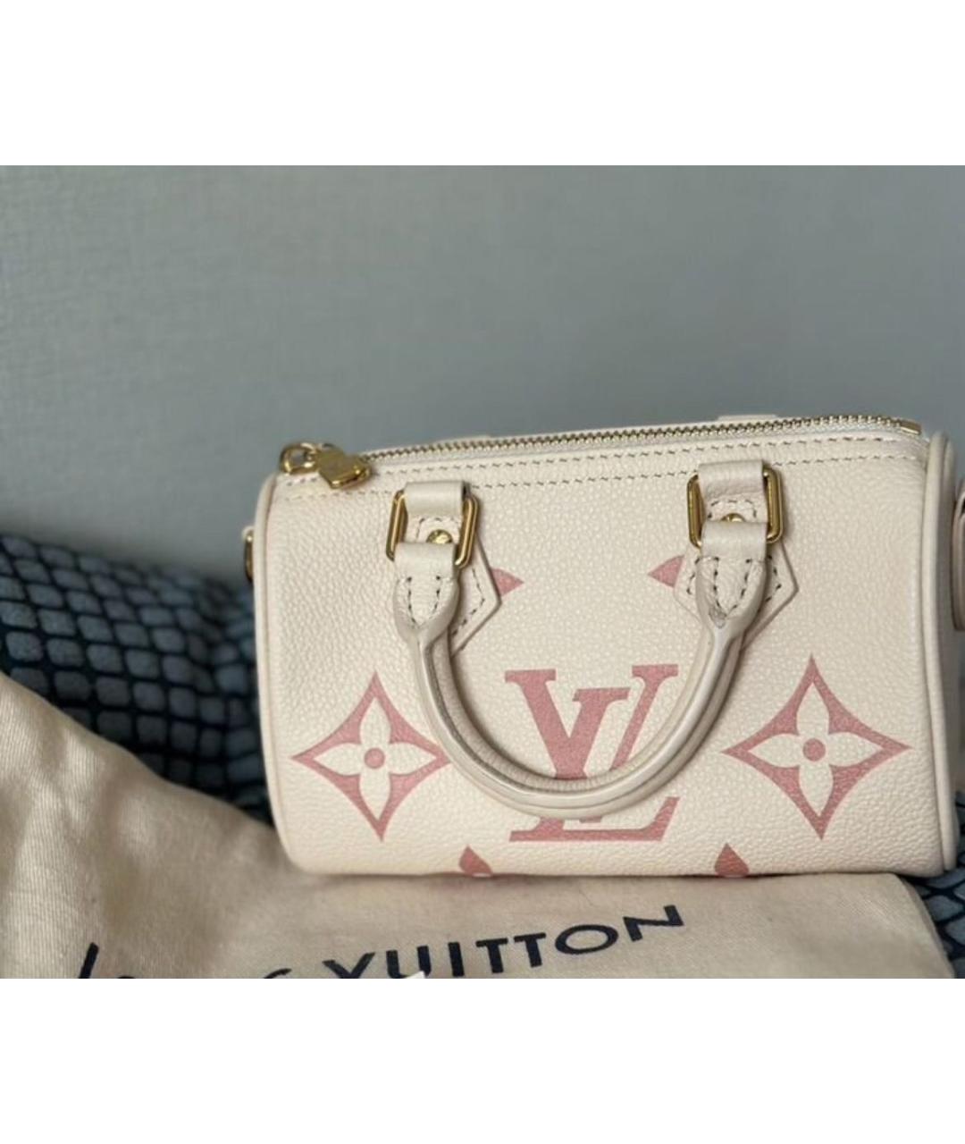 LOUIS VUITTON Бежевая кожаная сумка с короткими ручками, фото 6
