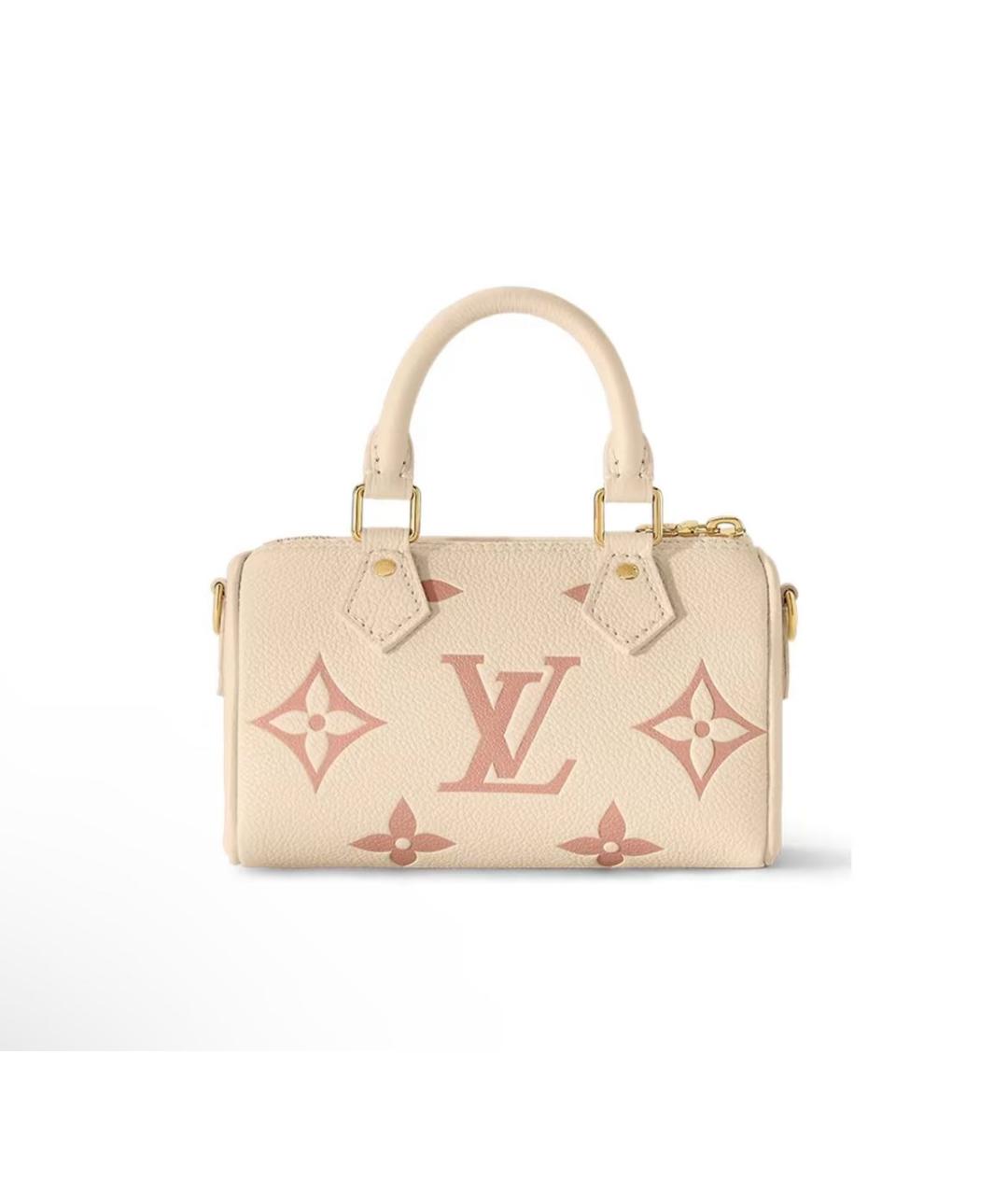 LOUIS VUITTON Бежевая кожаная сумка с короткими ручками, фото 7