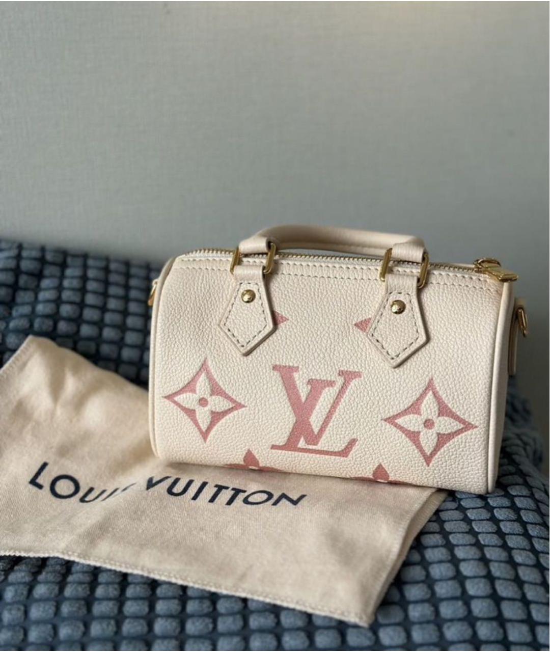 LOUIS VUITTON Бежевая кожаная сумка с короткими ручками, фото 2