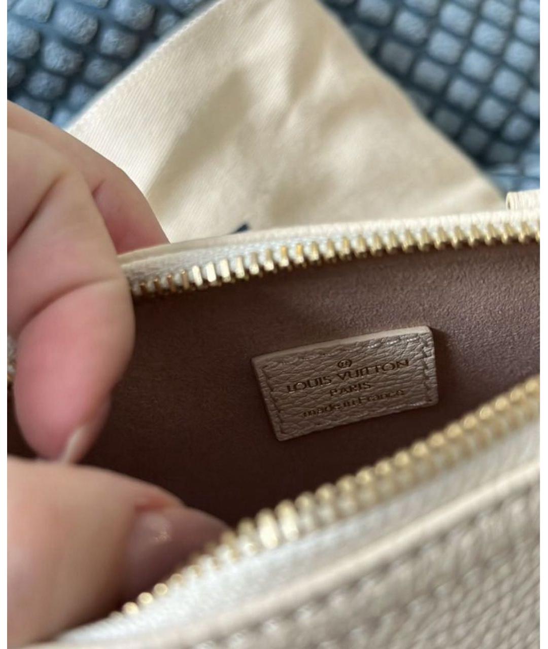 LOUIS VUITTON Бежевая кожаная сумка с короткими ручками, фото 5