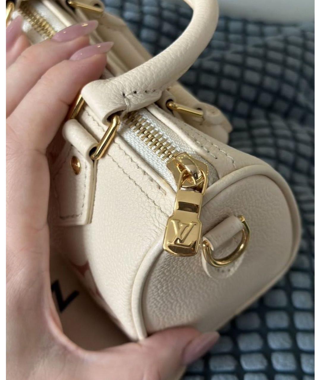 LOUIS VUITTON Бежевая кожаная сумка с короткими ручками, фото 3