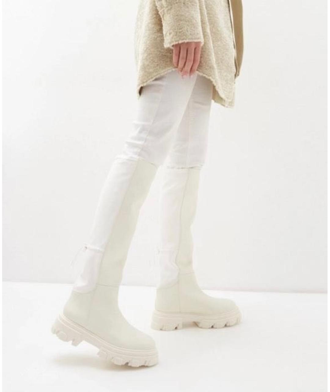 GIABORGHINI Белые кожаные сапоги, фото 2