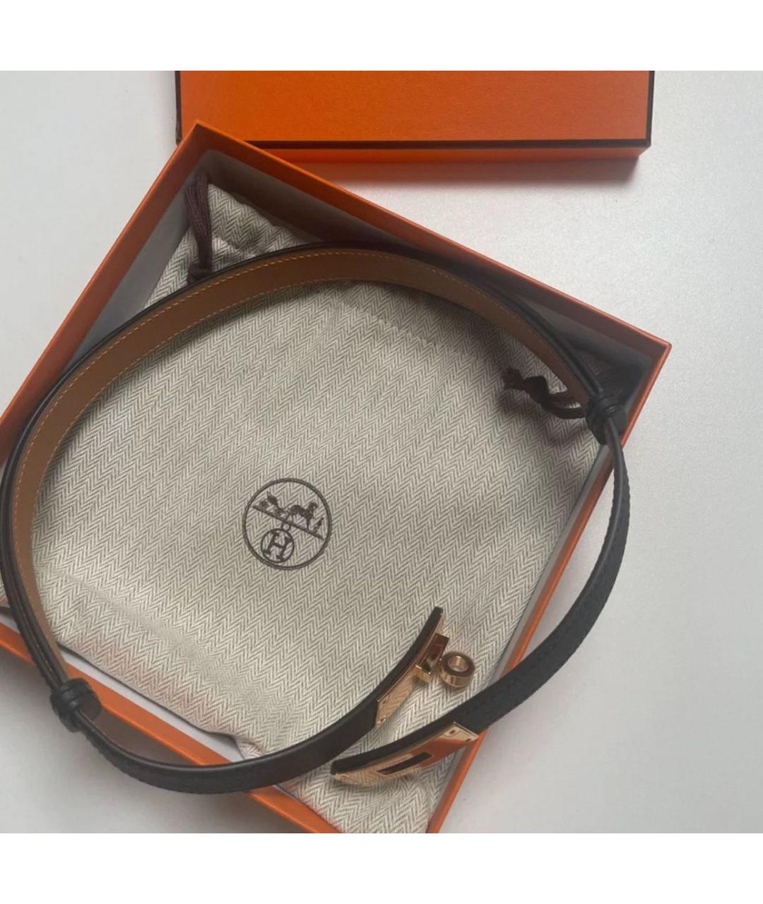 HERMES Черный кожаный ремень, фото 2