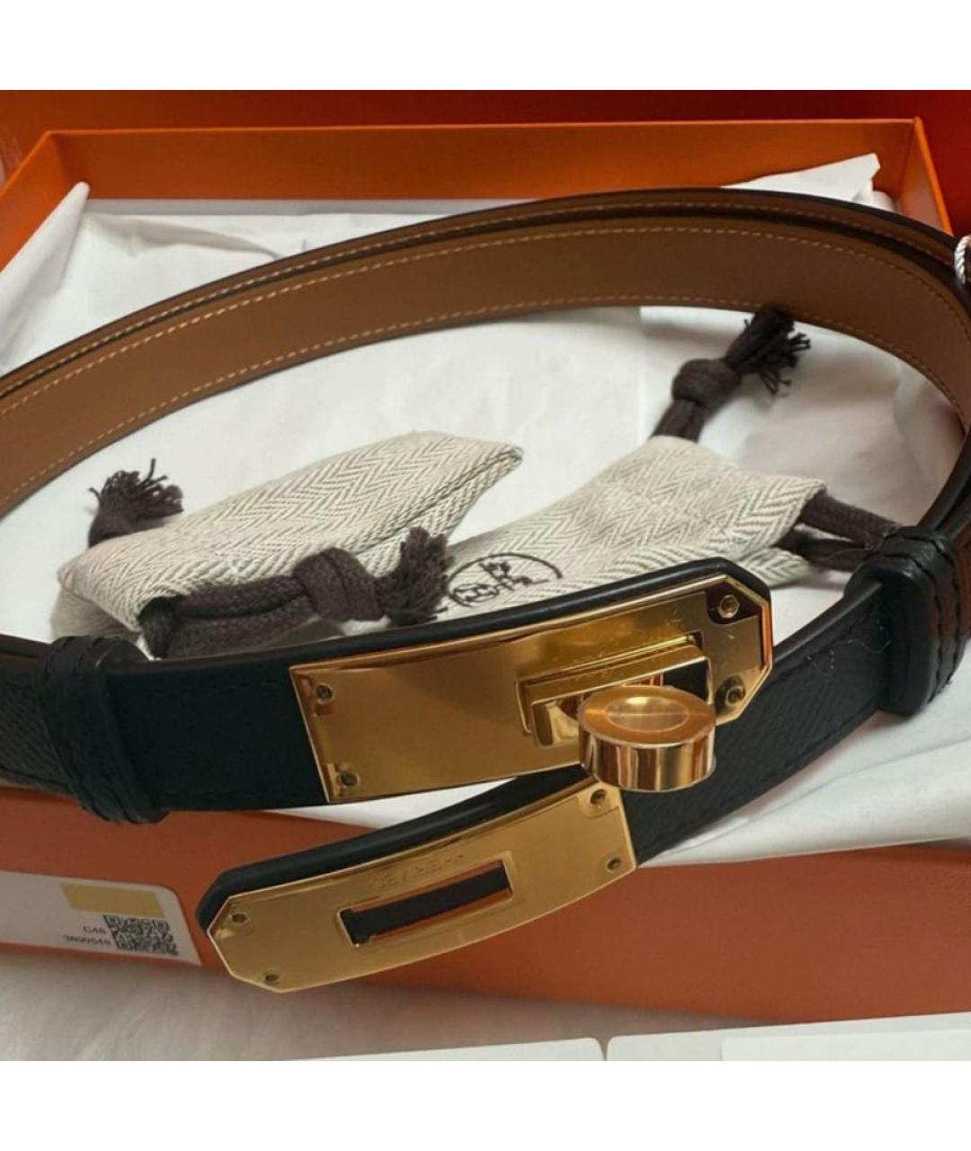 HERMES Черный кожаный ремень, фото 3