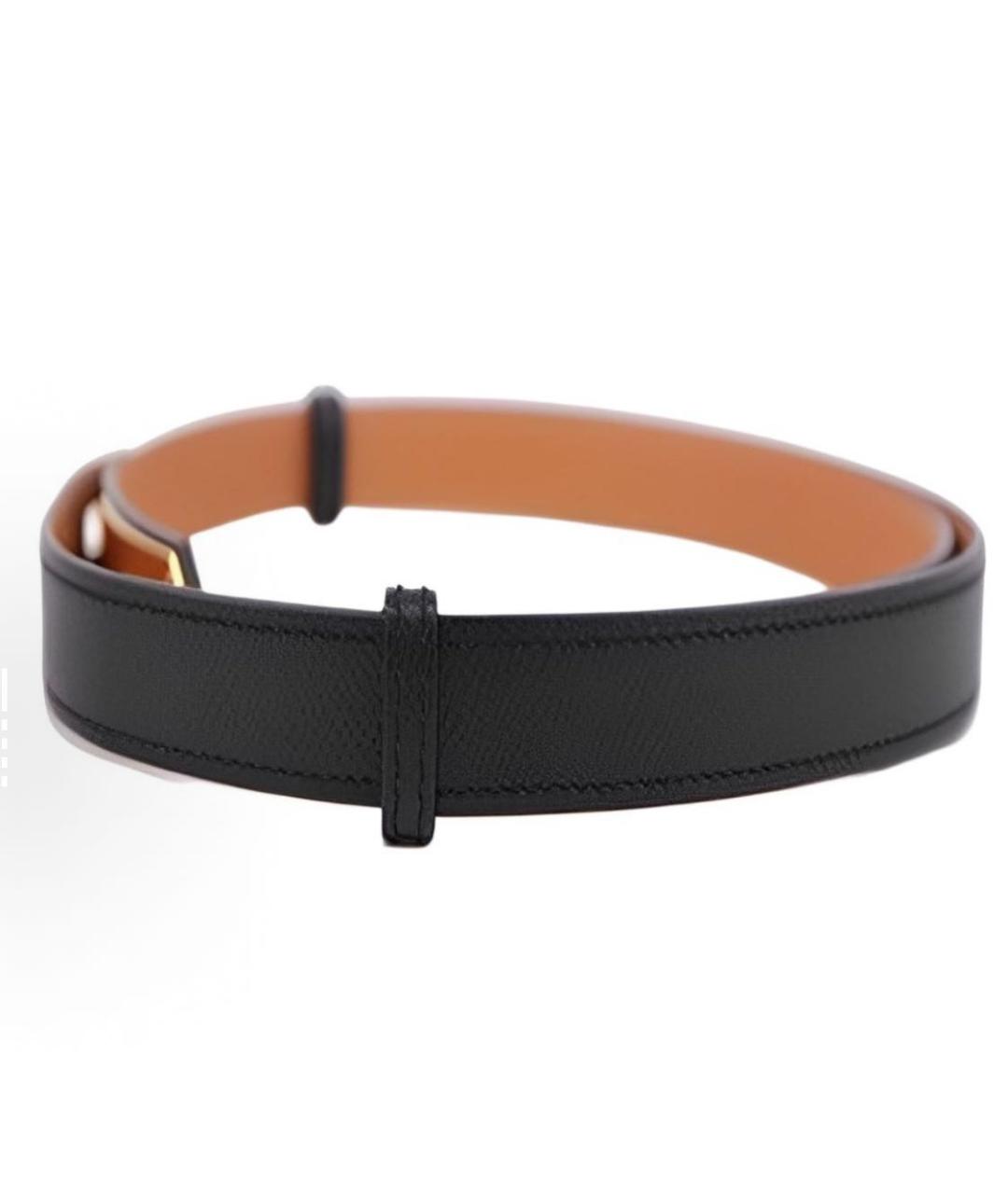 HERMES Черный кожаный ремень, фото 4