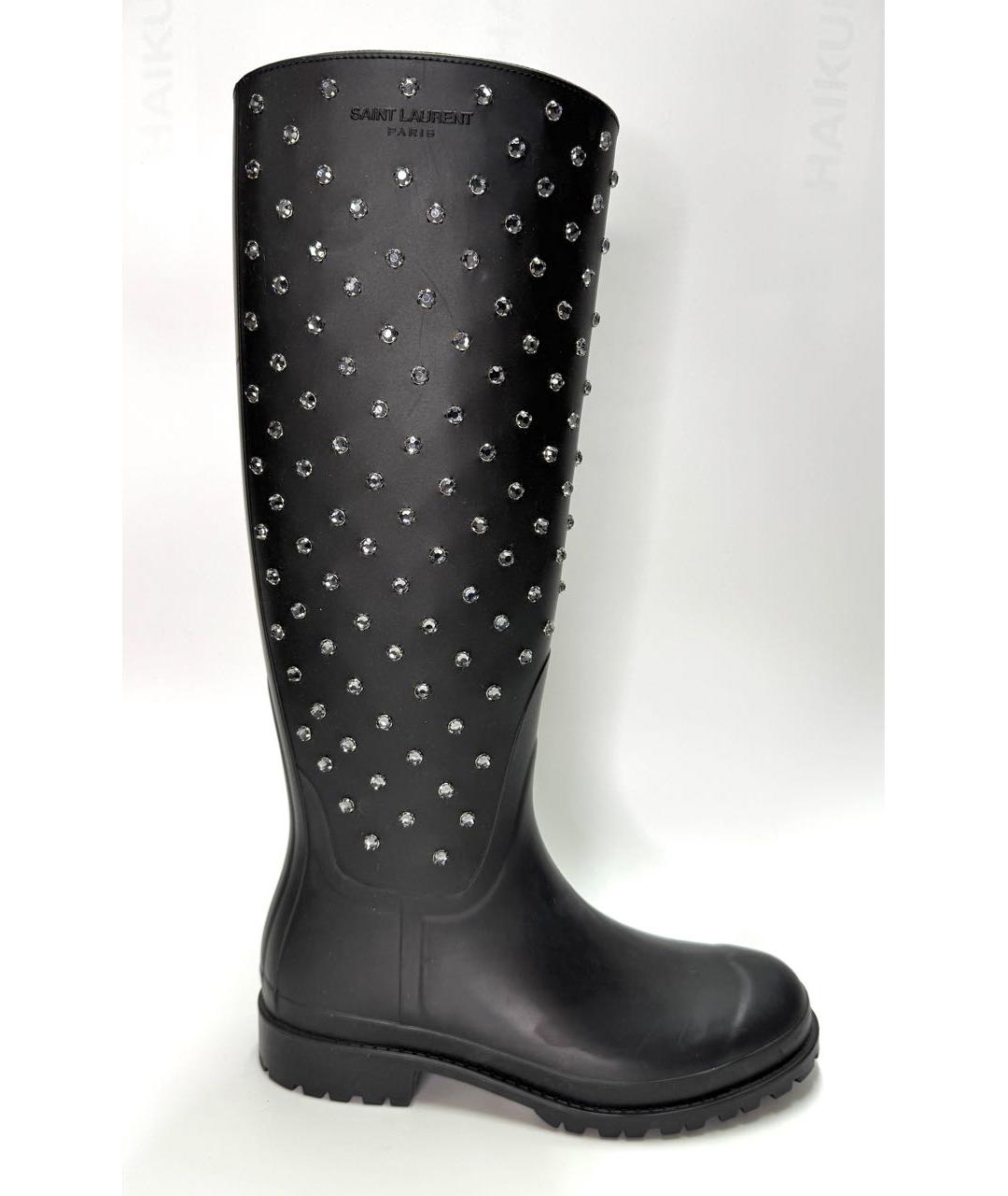SAINT LAURENT Черные резиновые сапоги, фото 6