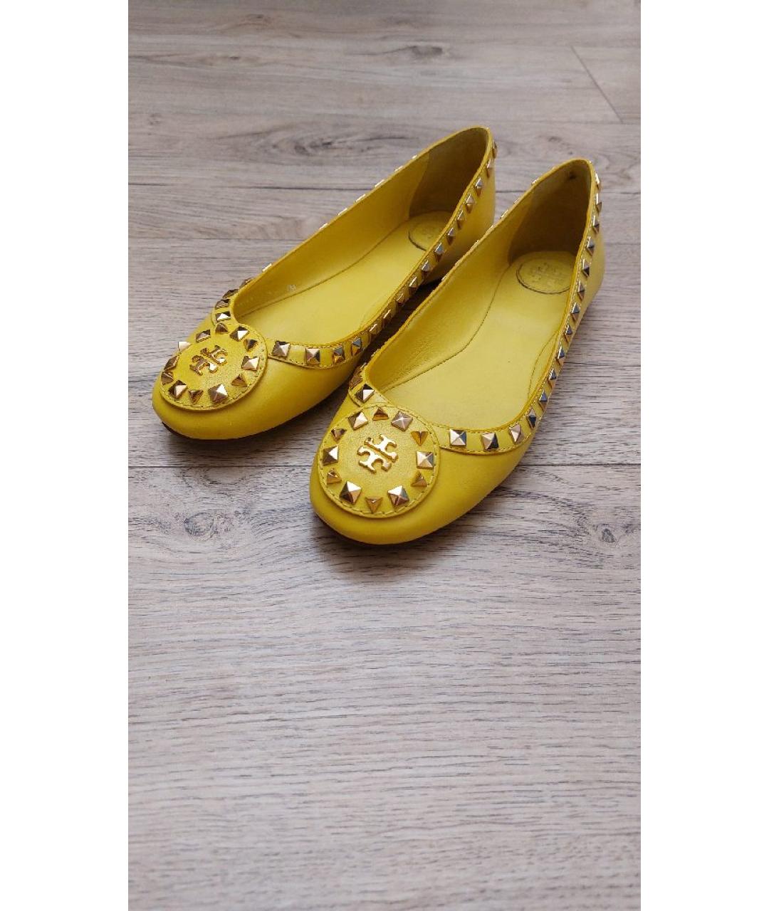 TORY BURCH Желтые кожаные балетки, фото 5