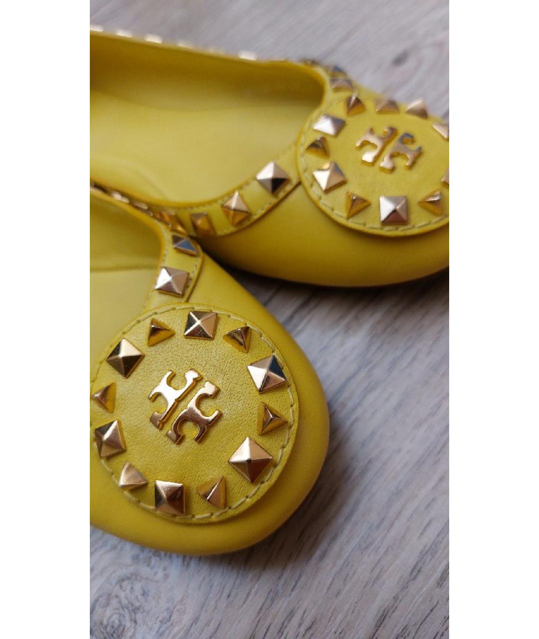 TORY BURCH Желтые кожаные балетки, фото 7