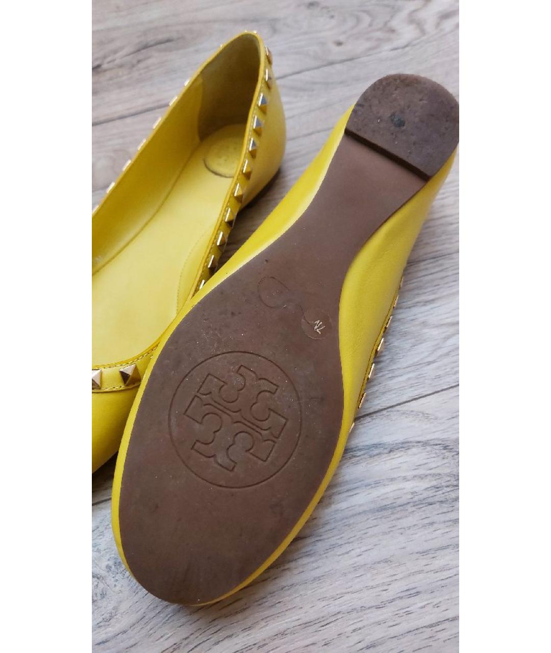 TORY BURCH Желтые кожаные балетки, фото 8