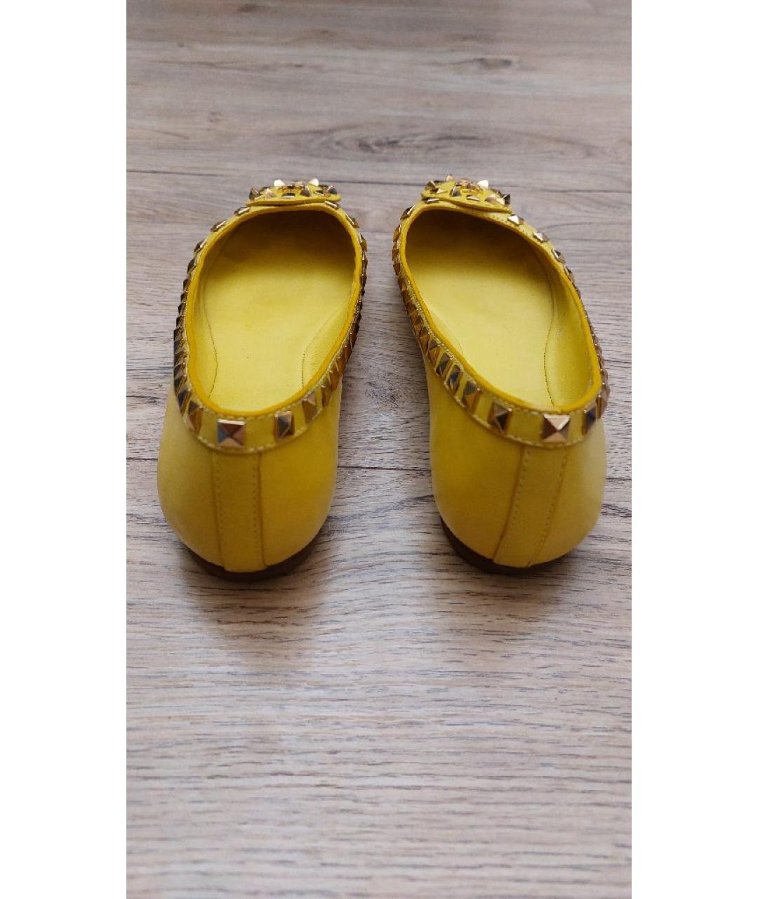 TORY BURCH Желтые кожаные балетки, фото 4