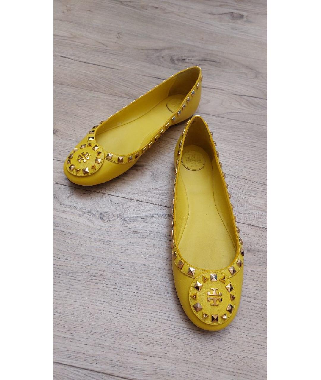 TORY BURCH Желтые кожаные балетки, фото 9