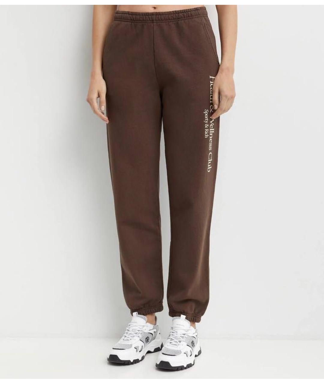 SPORTY AND RICH Коричневые хлопковые брюки широкие, фото 3