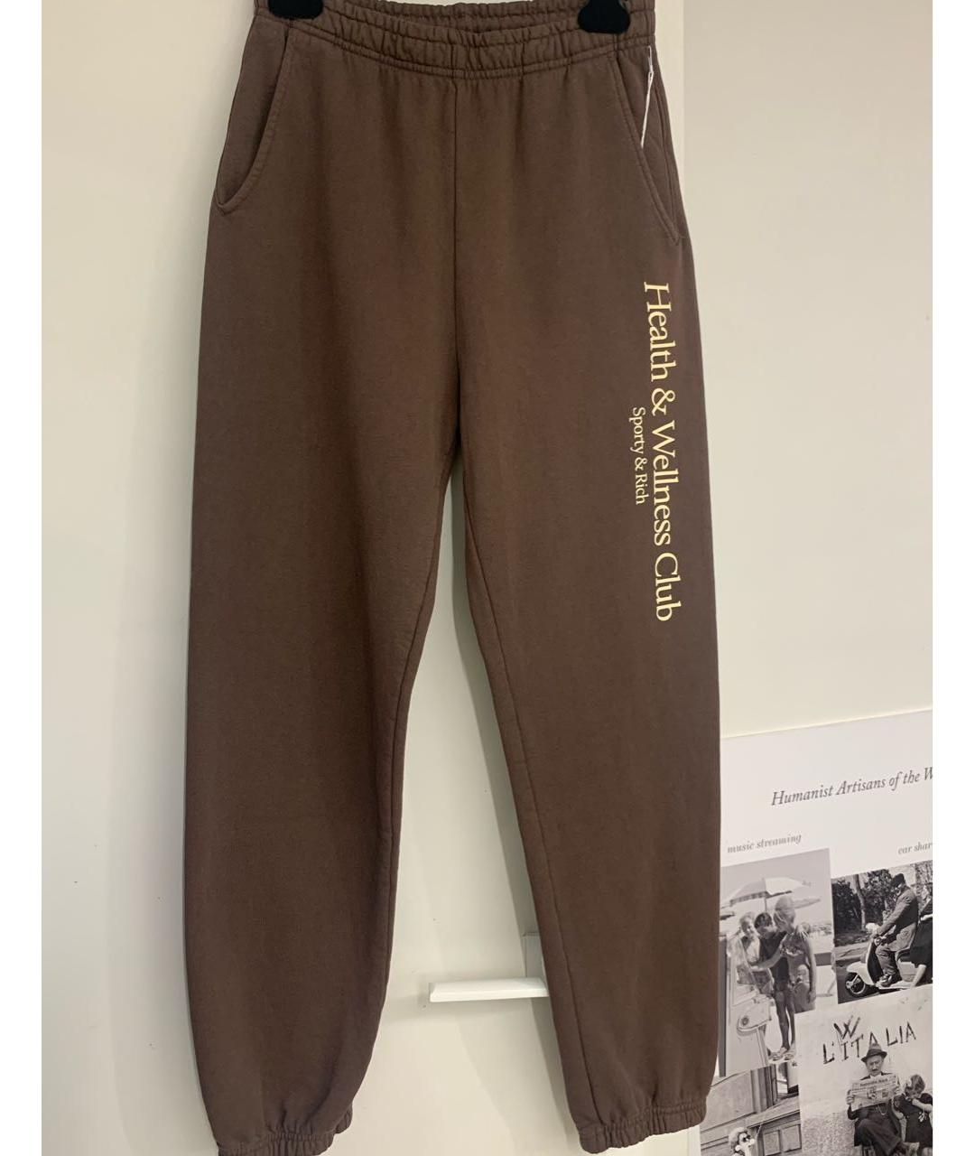 SPORTY AND RICH Коричневые хлопковые брюки широкие, фото 4