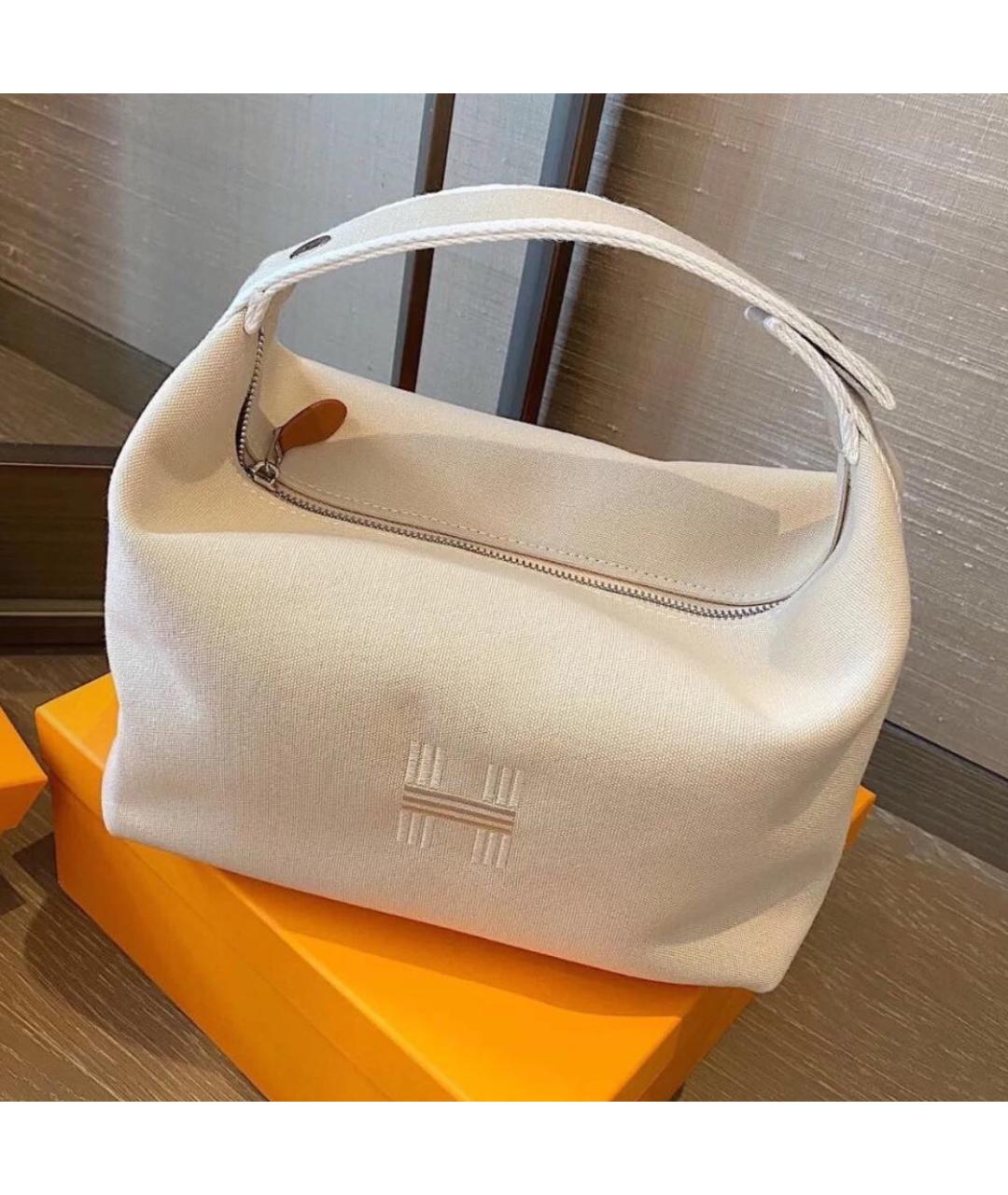 HERMES Белая тканевая косметичка, фото 2