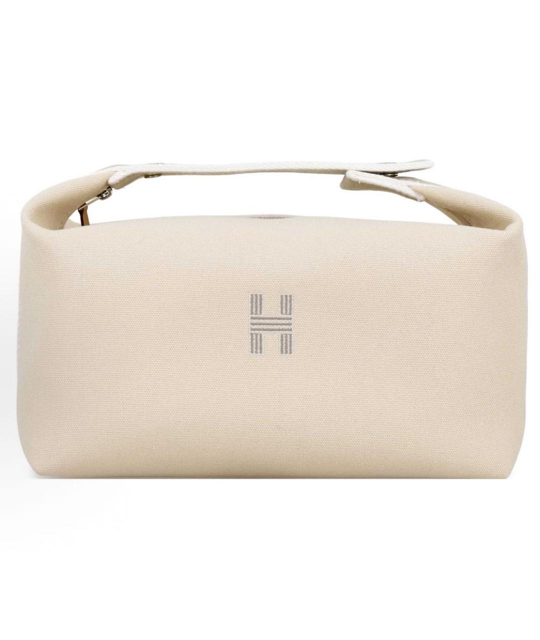 HERMES Белая тканевая косметичка, фото 4