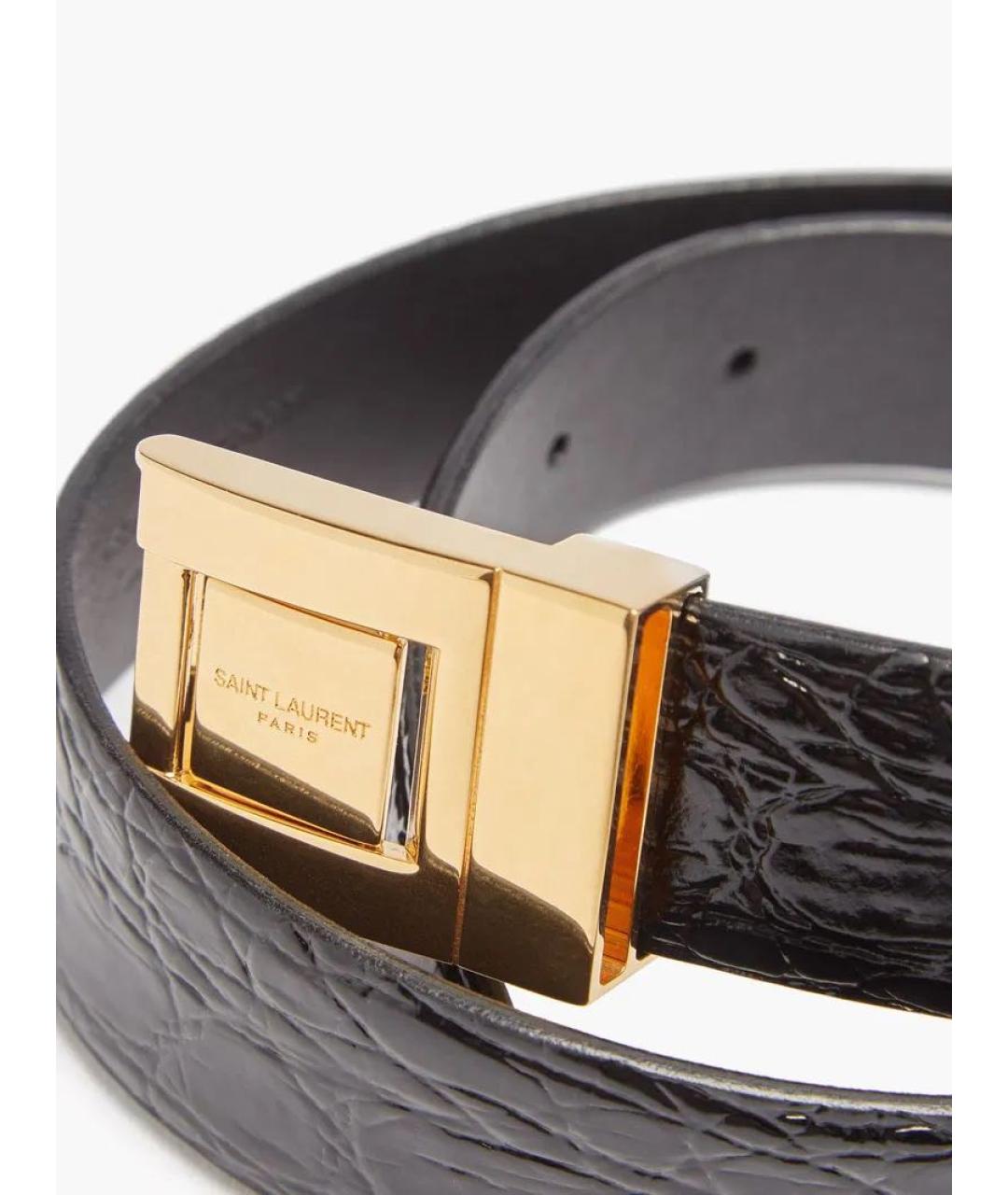 SAINT LAURENT Черный кожаный ремень, фото 2