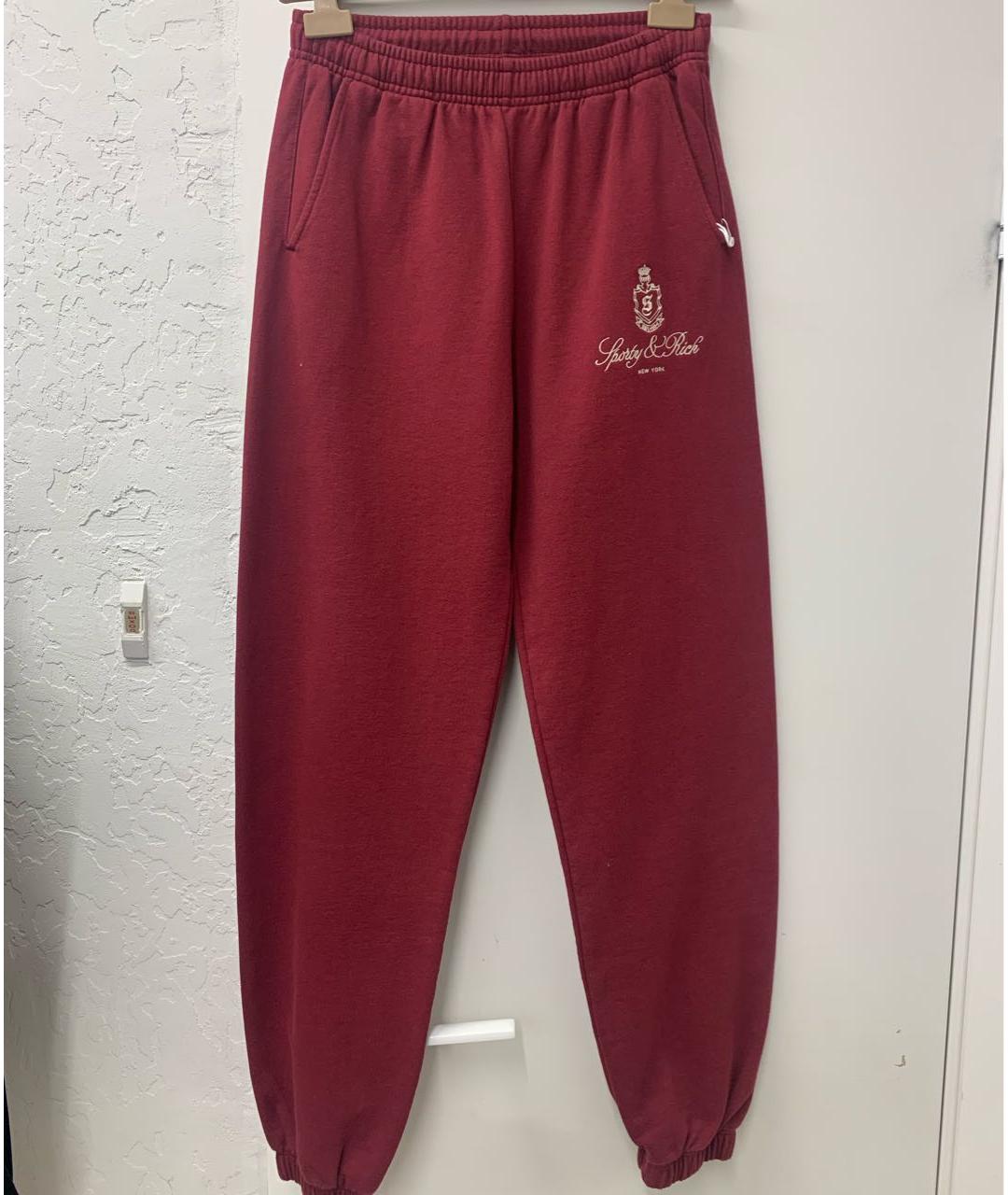 SPORTY AND RICH Красные хлопковые брюки широкие, фото 4