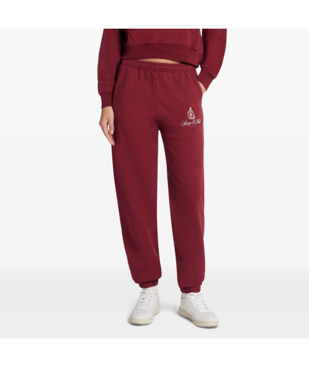 SPORTY AND RICH Красные хлопковые брюки широкие, фото 3