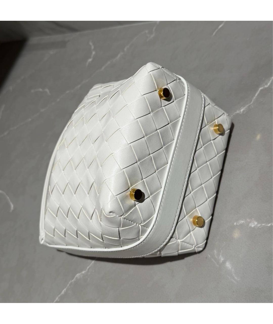 BOTTEGA VENETA Белая кожаная сумка с короткими ручками, фото 4