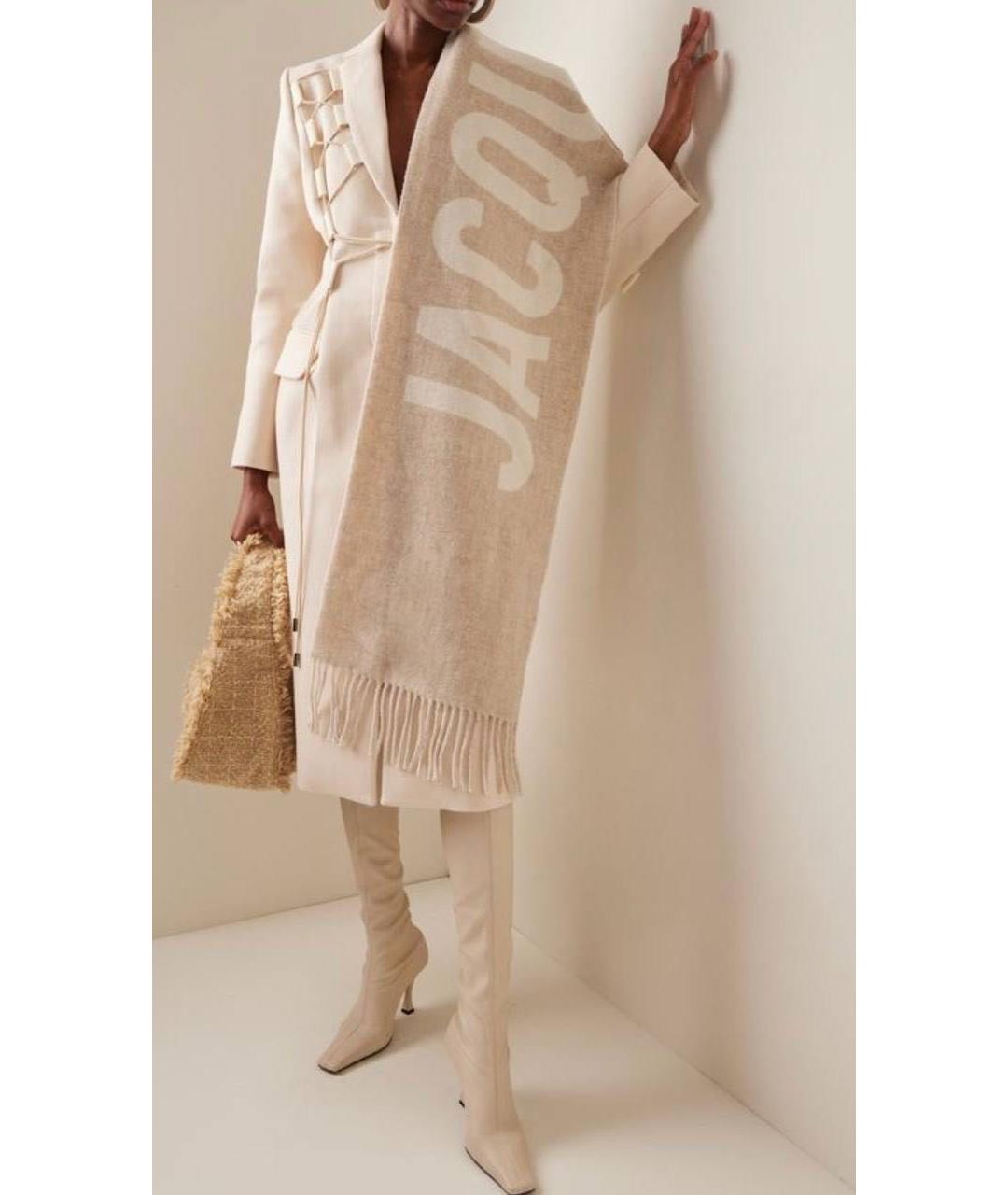 JACQUEMUS Бежевый шерстяной шарф, фото 7