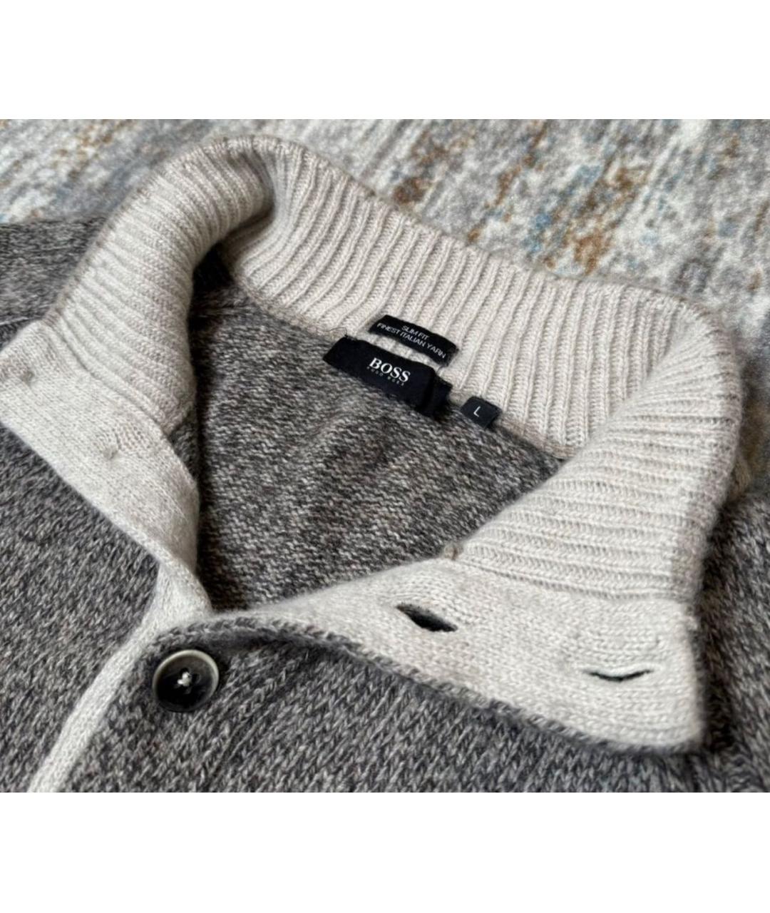 HUGO BOSS Серый шерстяной джемпер / свитер, фото 3