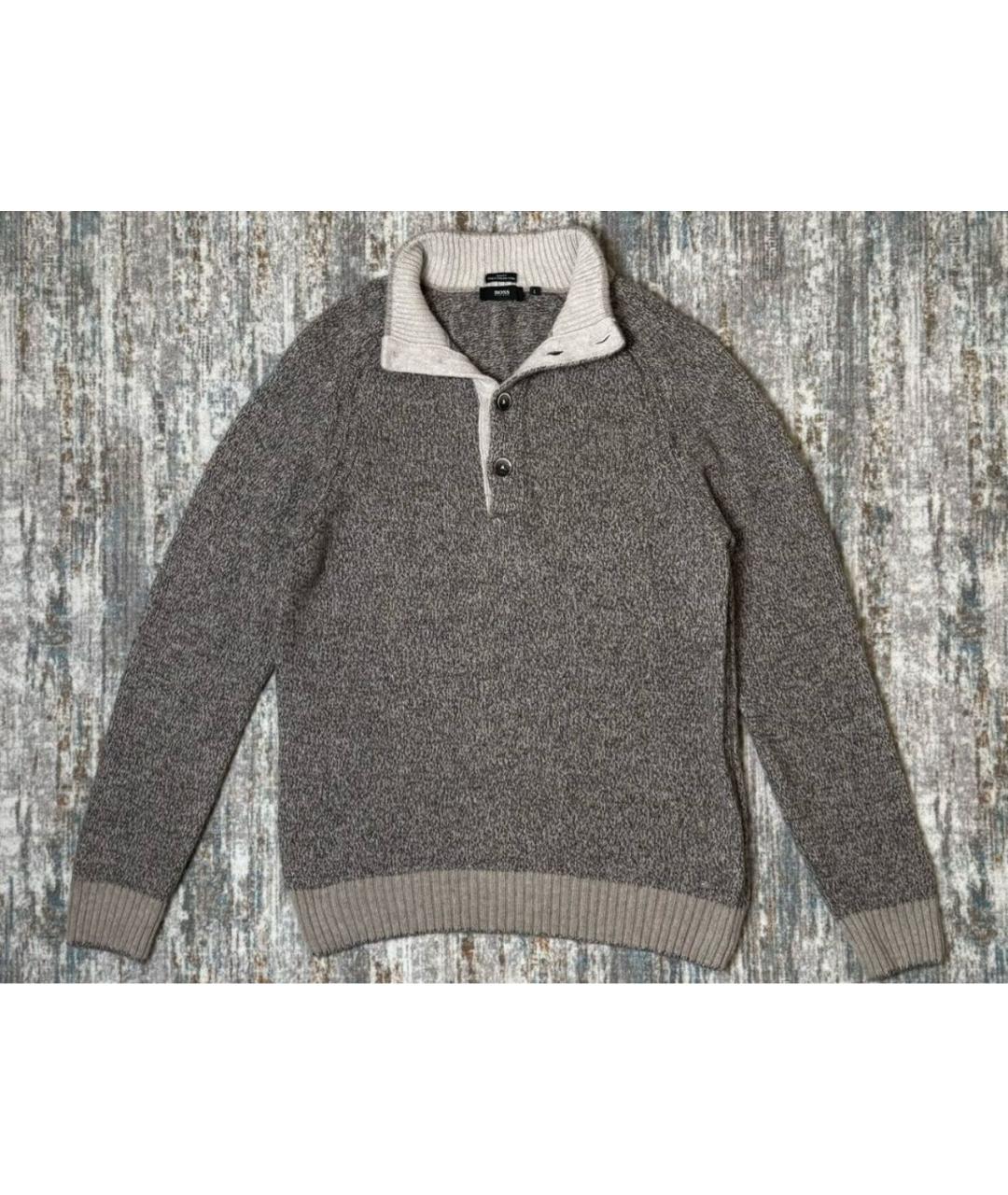 HUGO BOSS Серый шерстяной джемпер / свитер, фото 9