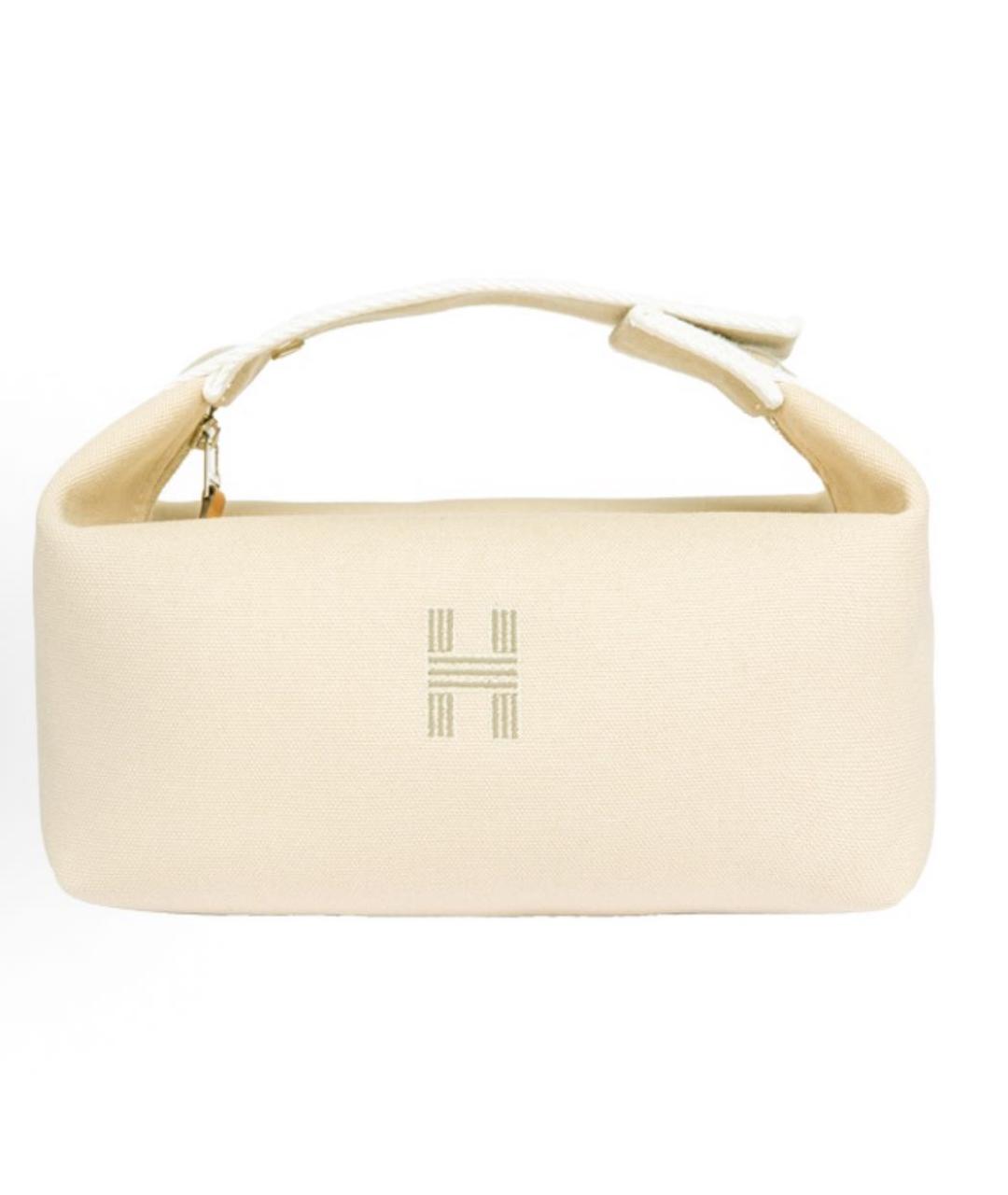 HERMES Белая тканевая косметичка, фото 5