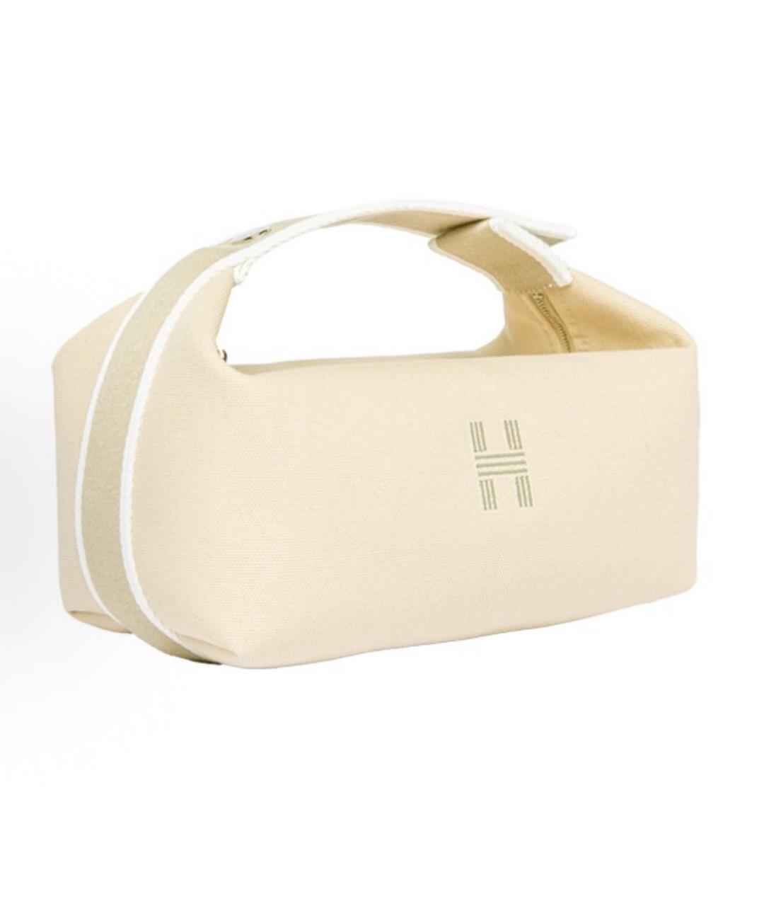 HERMES Белая тканевая косметичка, фото 2