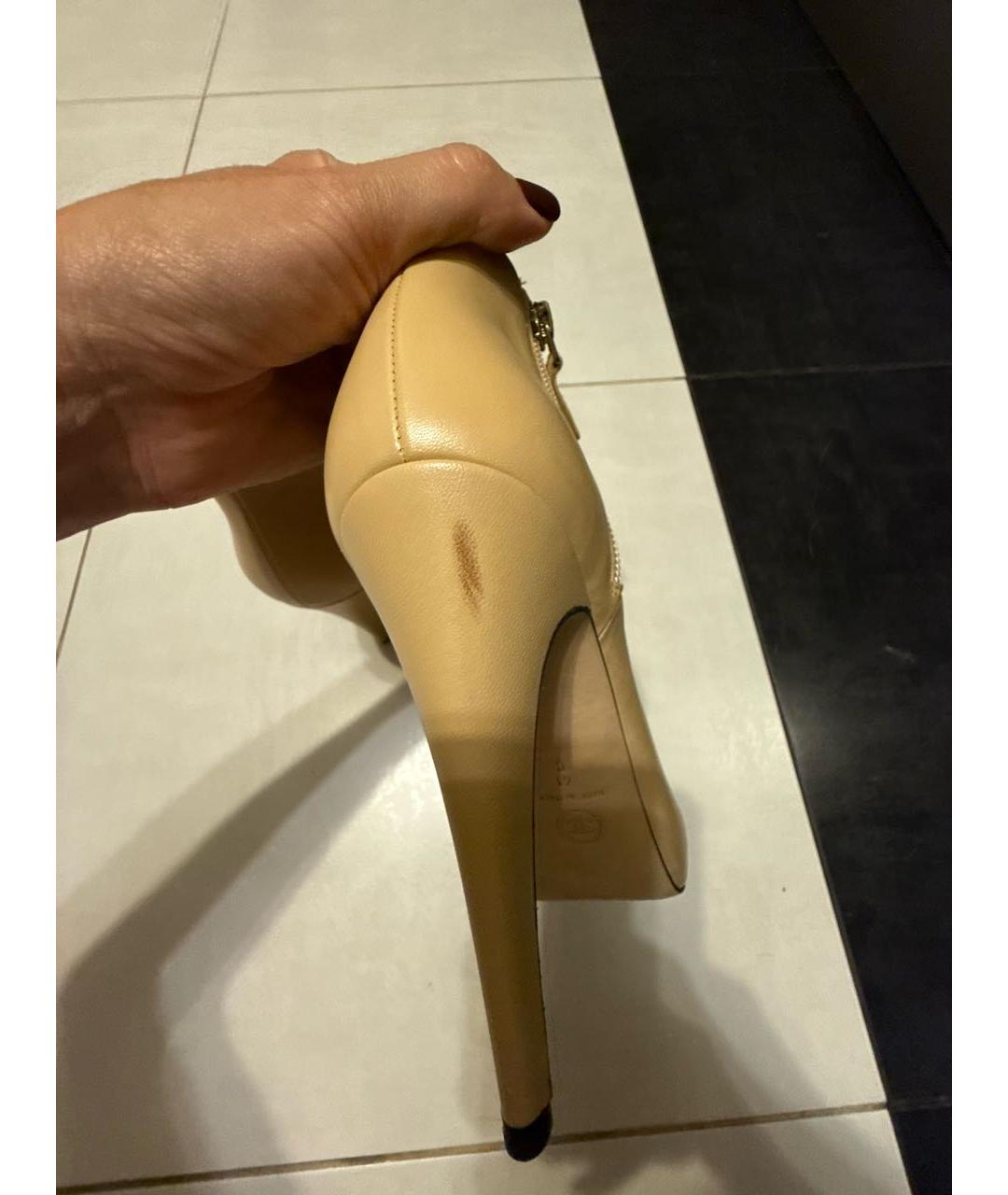 CHANEL Бежевые кожаные ботильоны, фото 5